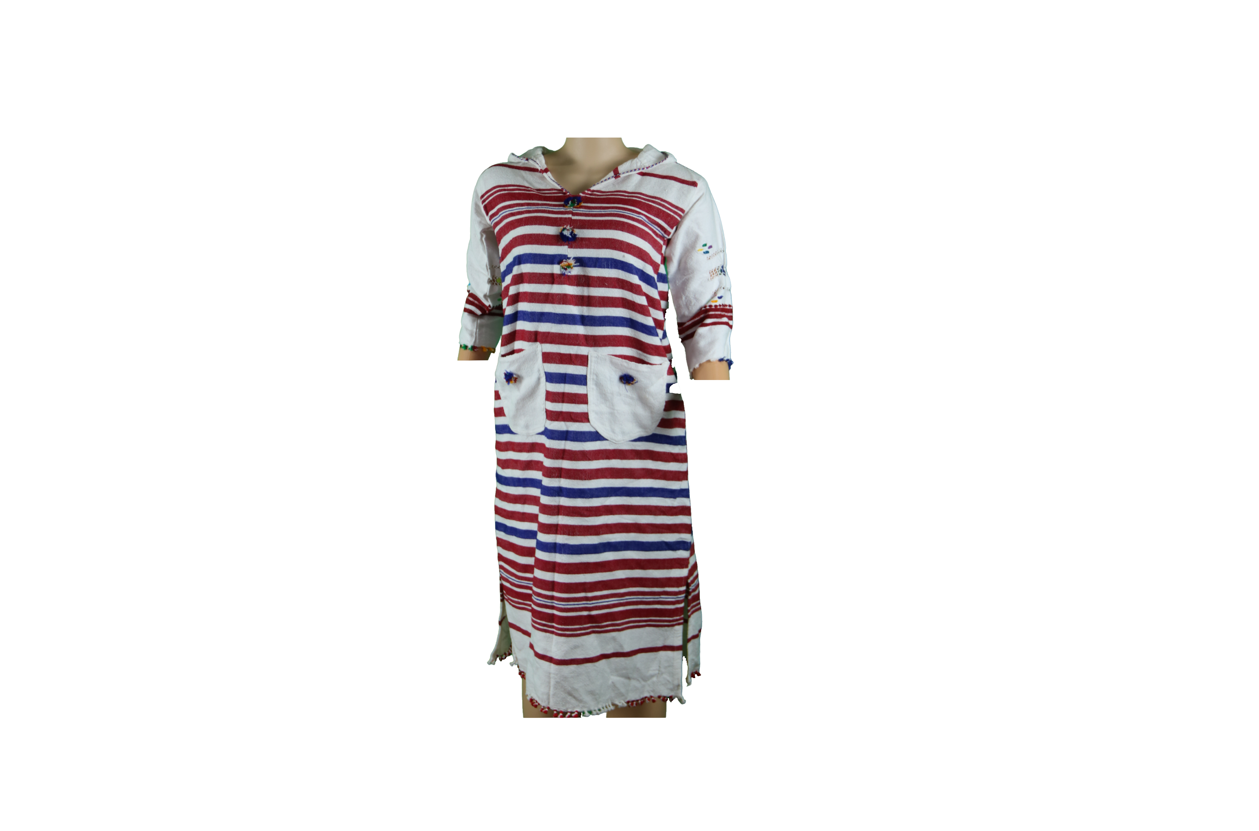 Gandoura à rayures rouges et bleues