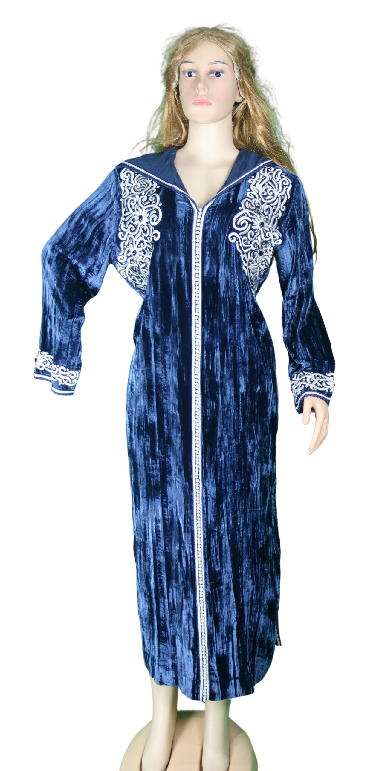 Djellaba velours bleu nuit