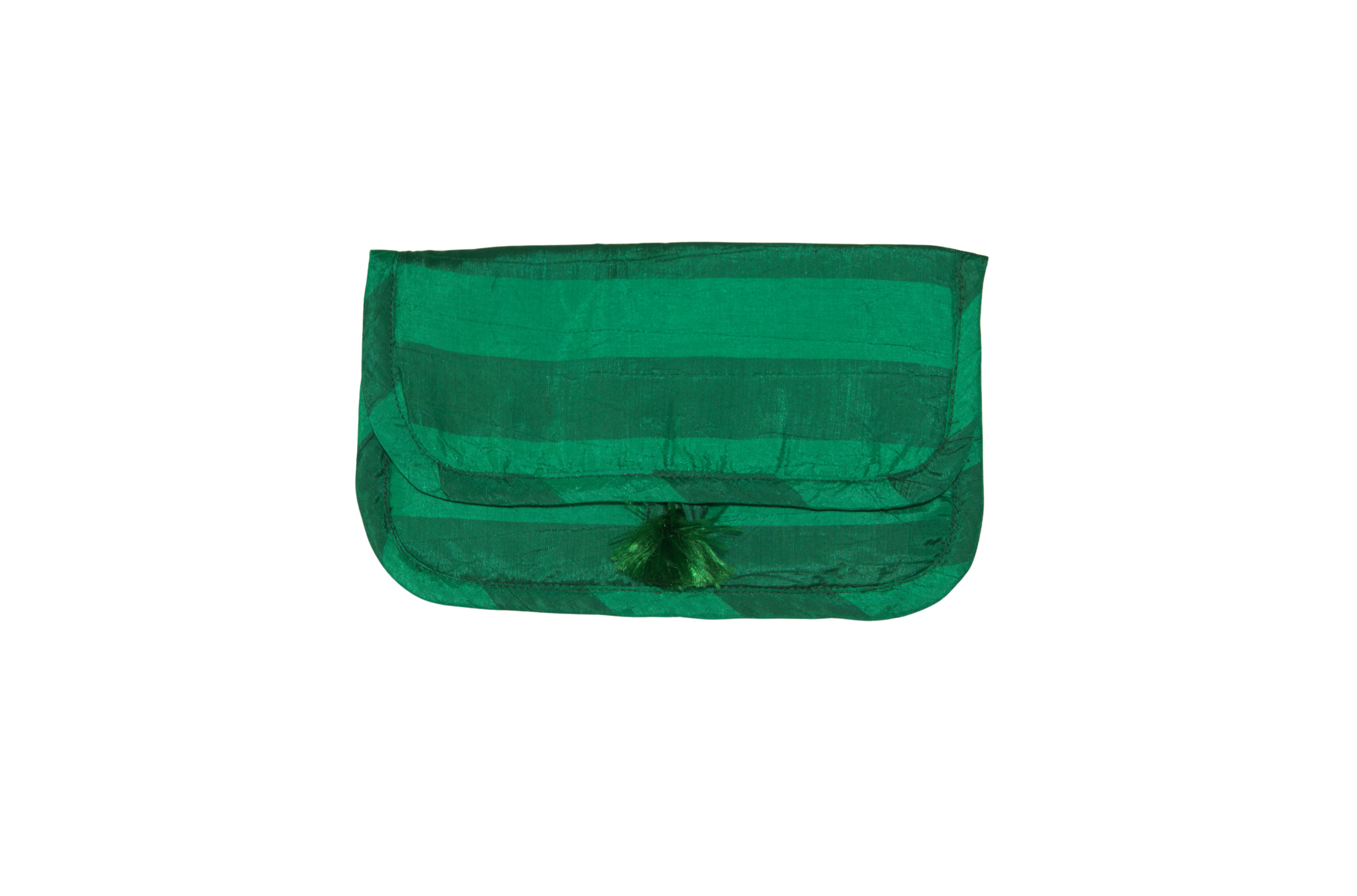 Pochette Satinée Rayée Verte
