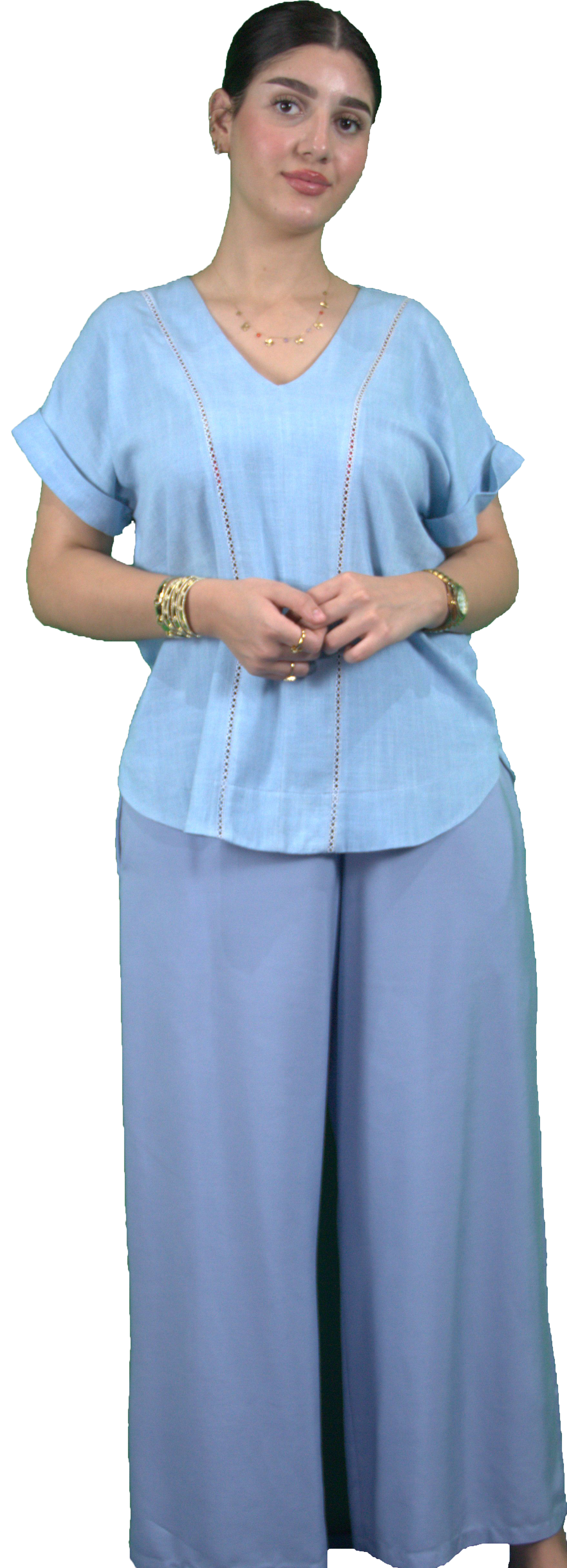 Ensemble d'été bleu pastel – Confort et élégance