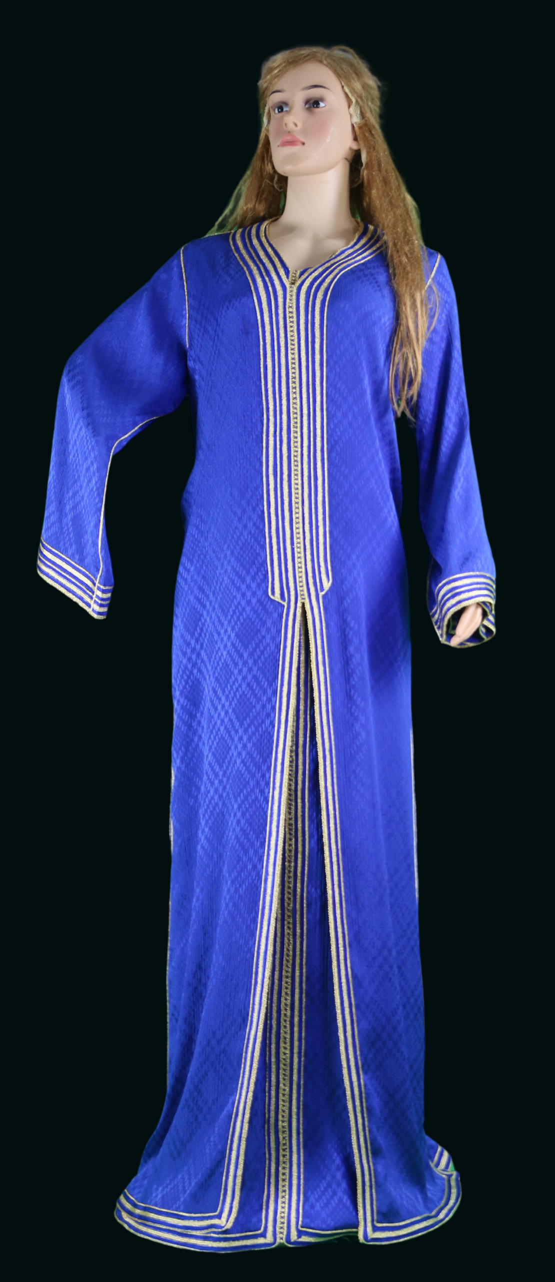 Caftan bleu roi brodé