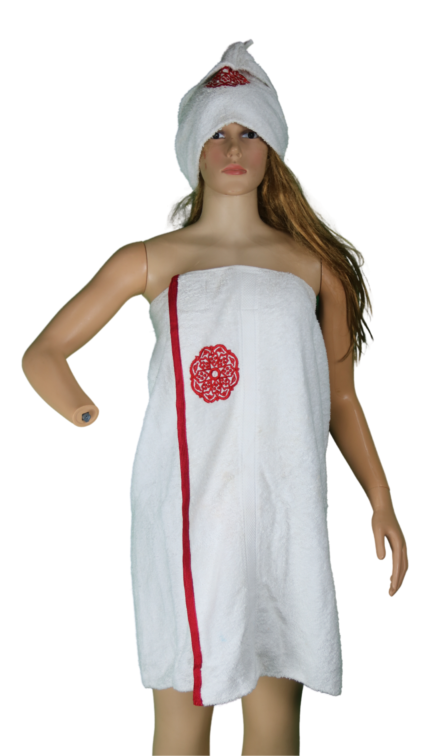 Ensemble hammam brodé – turban & paréo