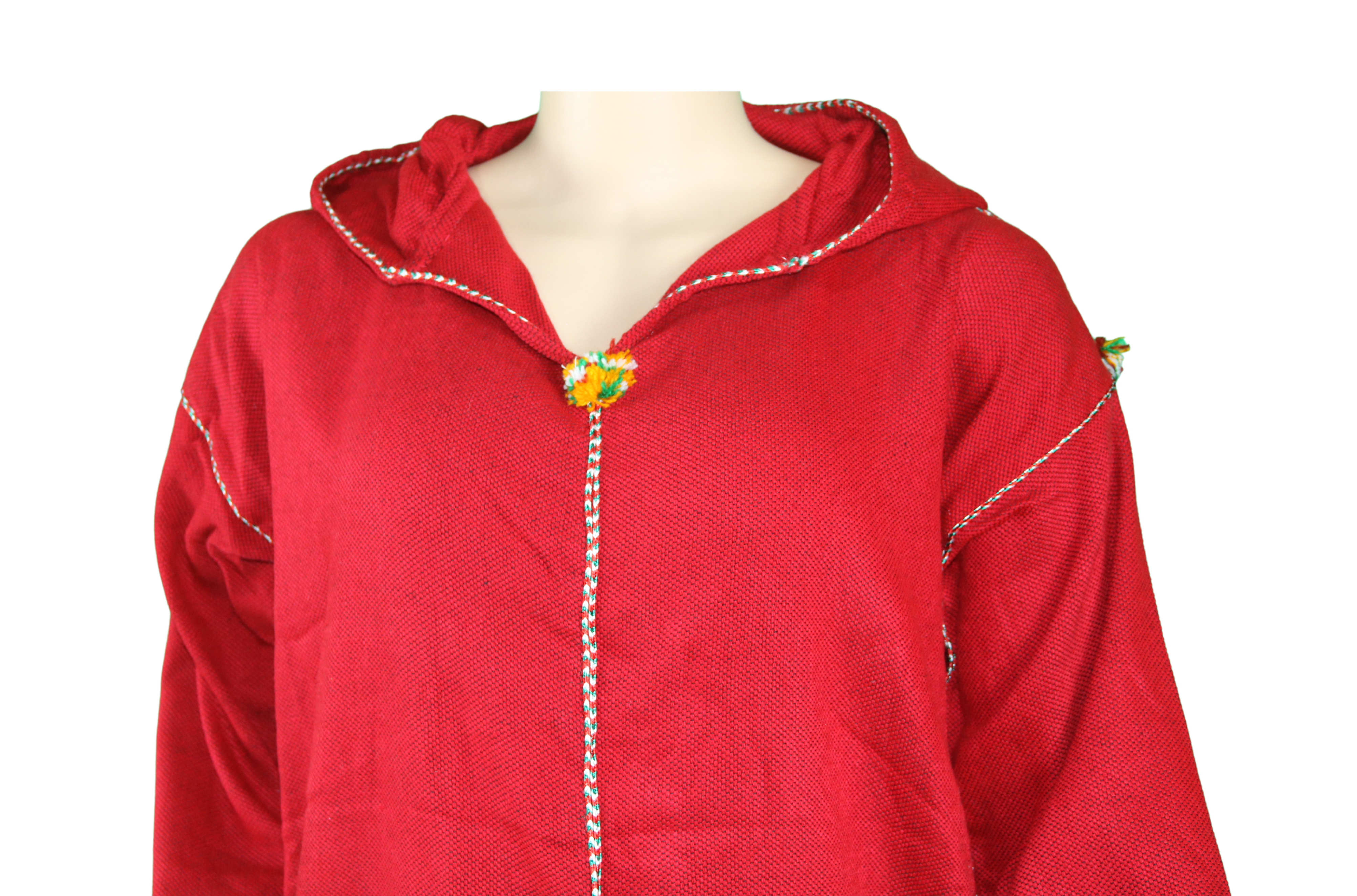 Djellaba rouge en tissu gaufré