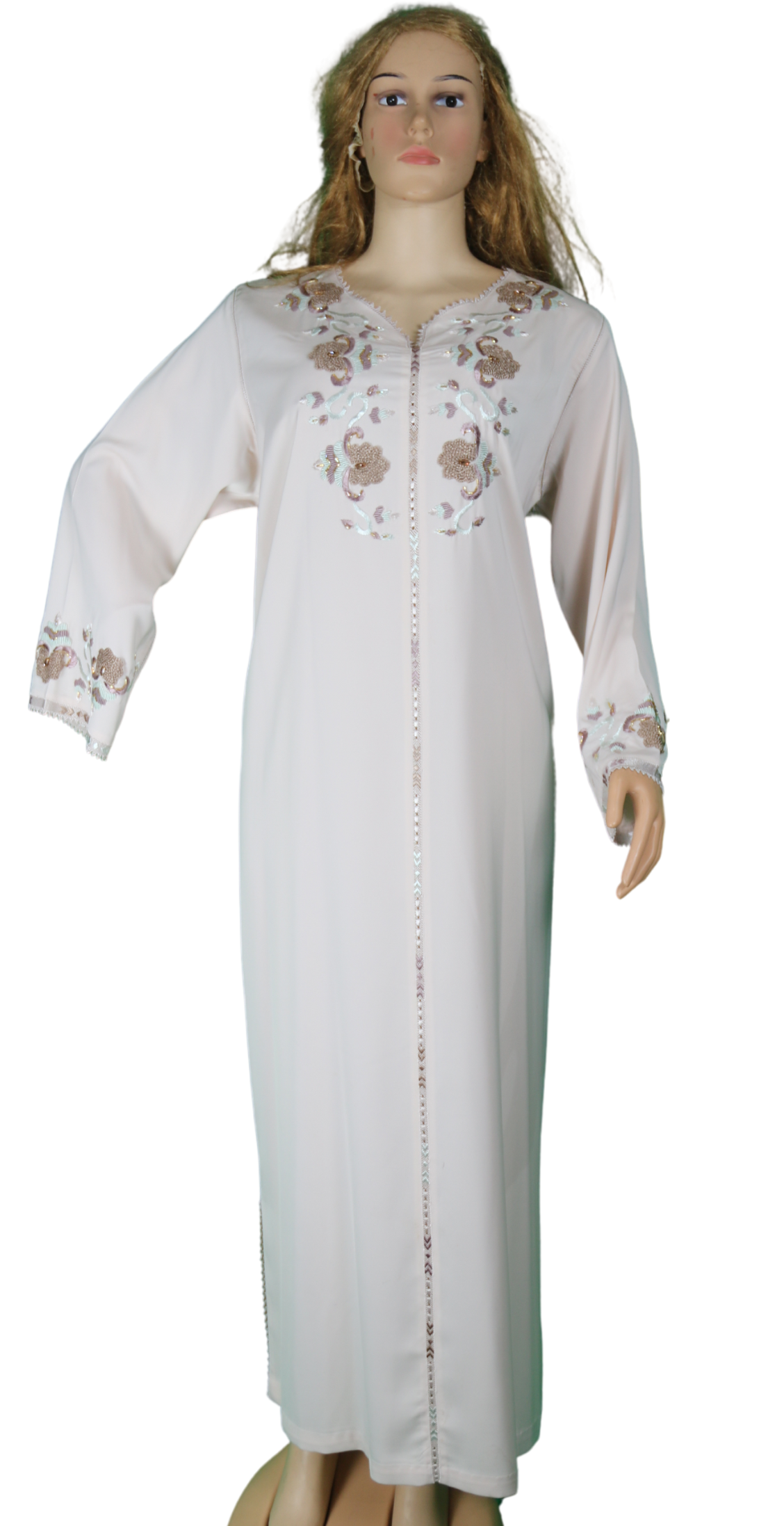 Djellaba beige brodée