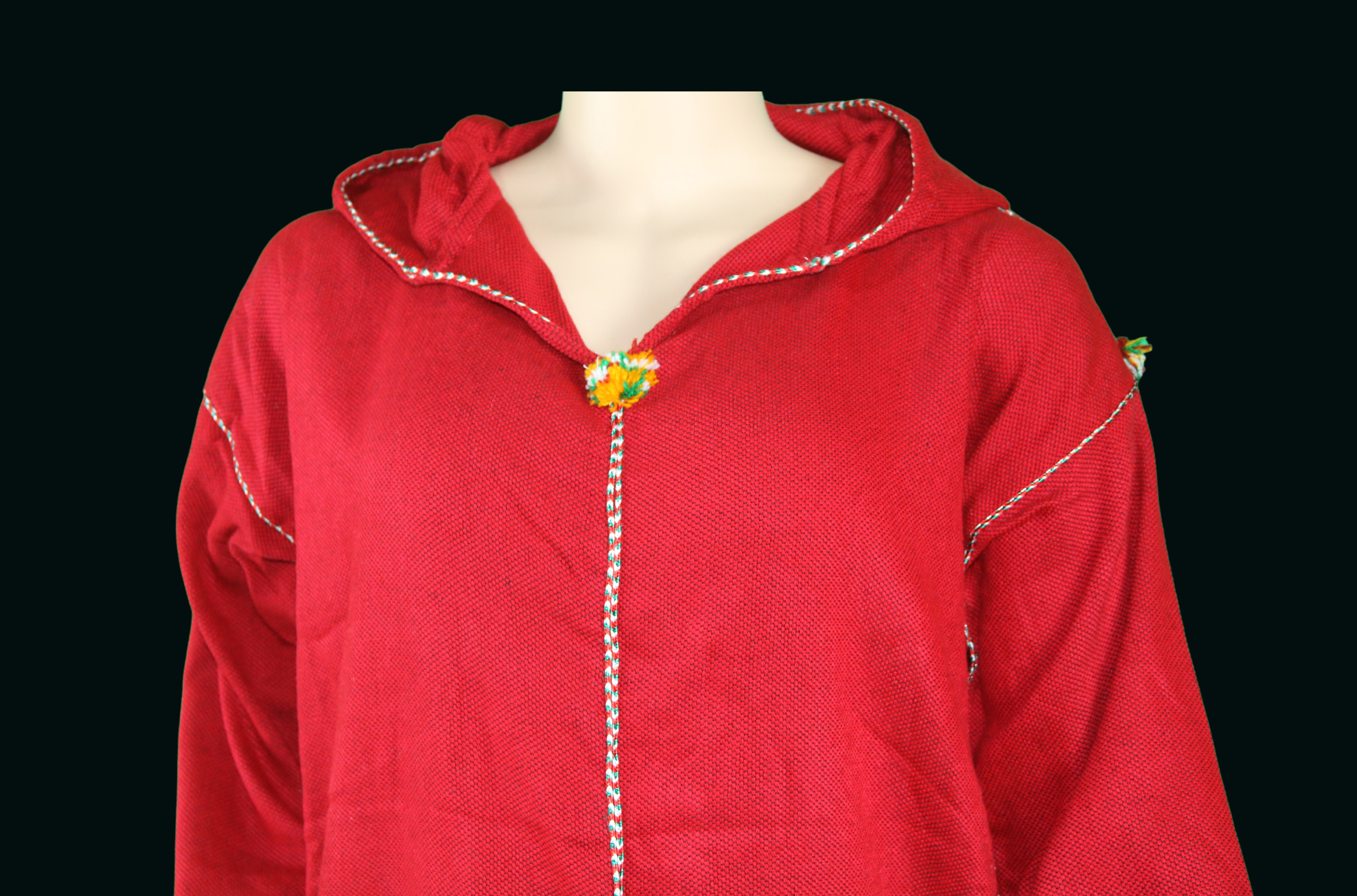 Djellaba rouge en tissu gaufré