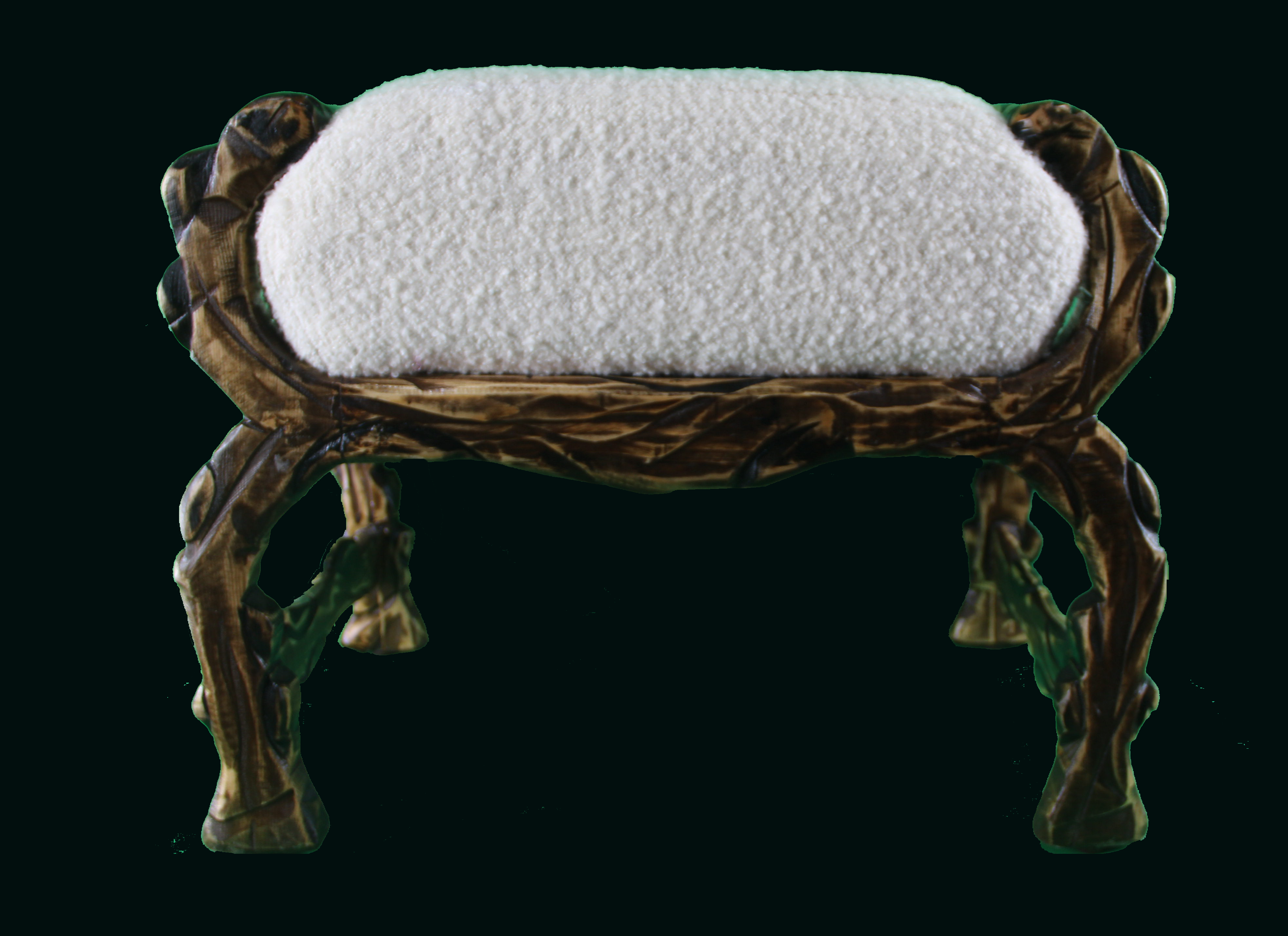 Banc bas sculpté – Assise rectangulaire