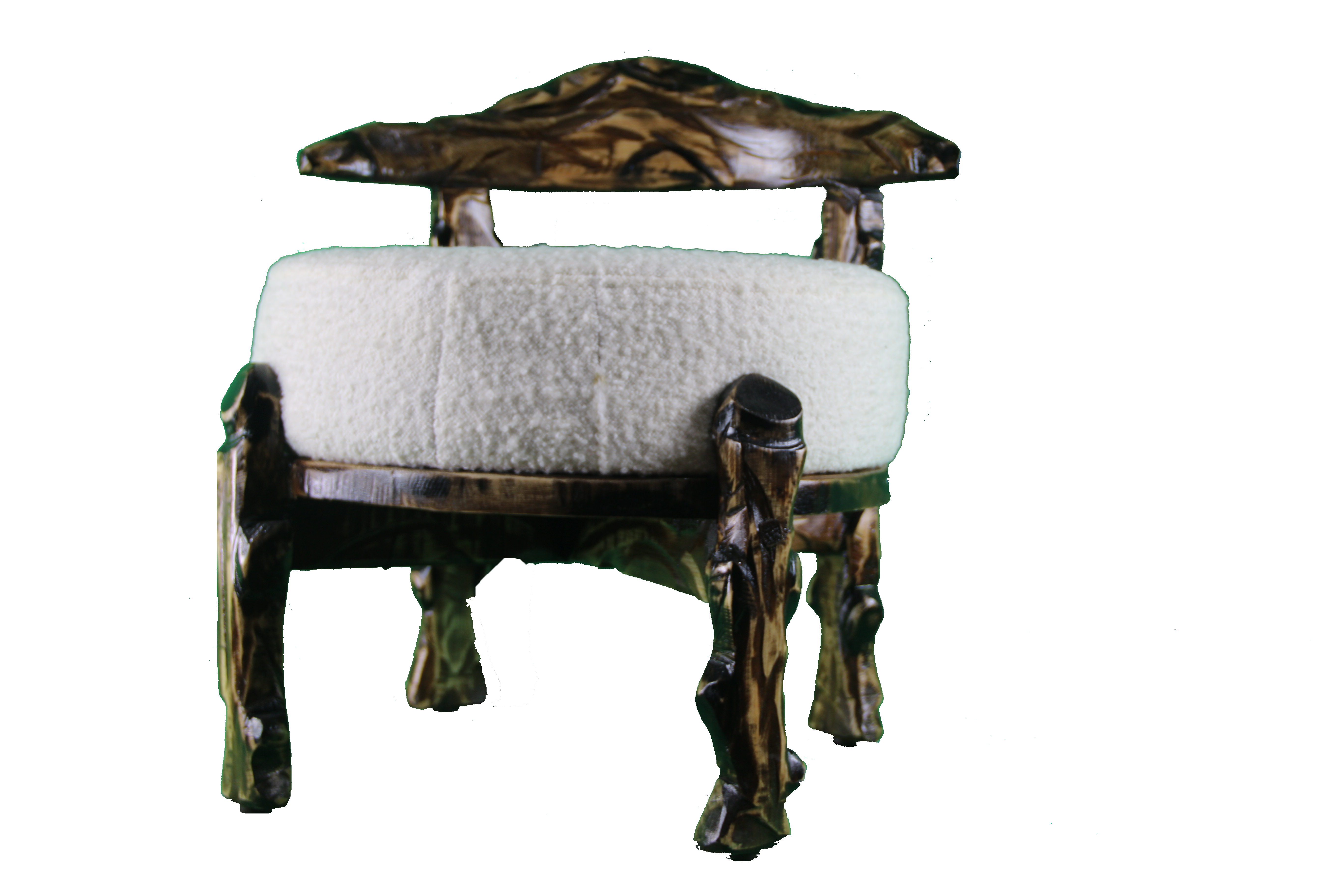 Tabouret rond avec dossier sculpté