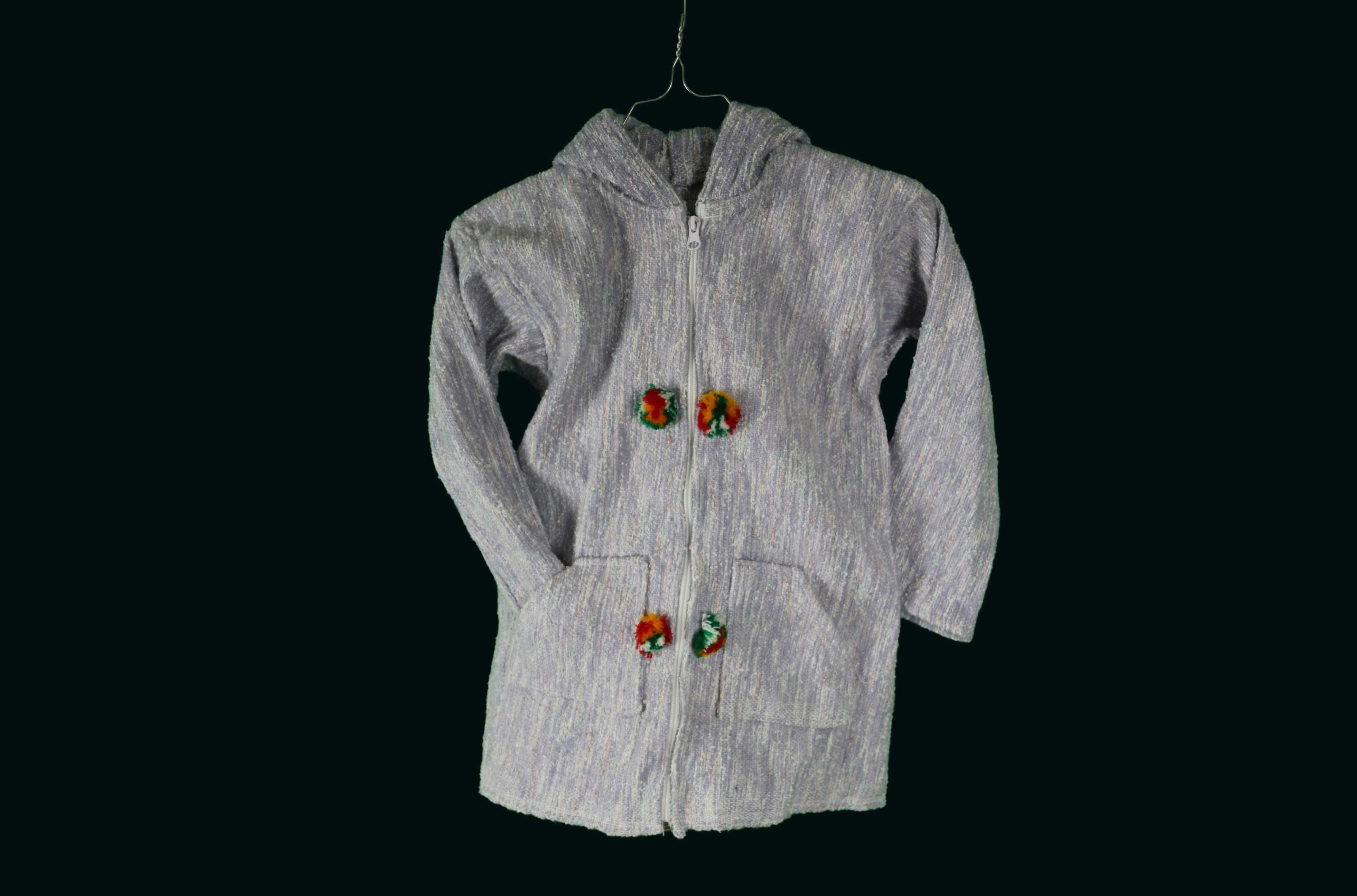 Veste enfant zippée en tissu chiné