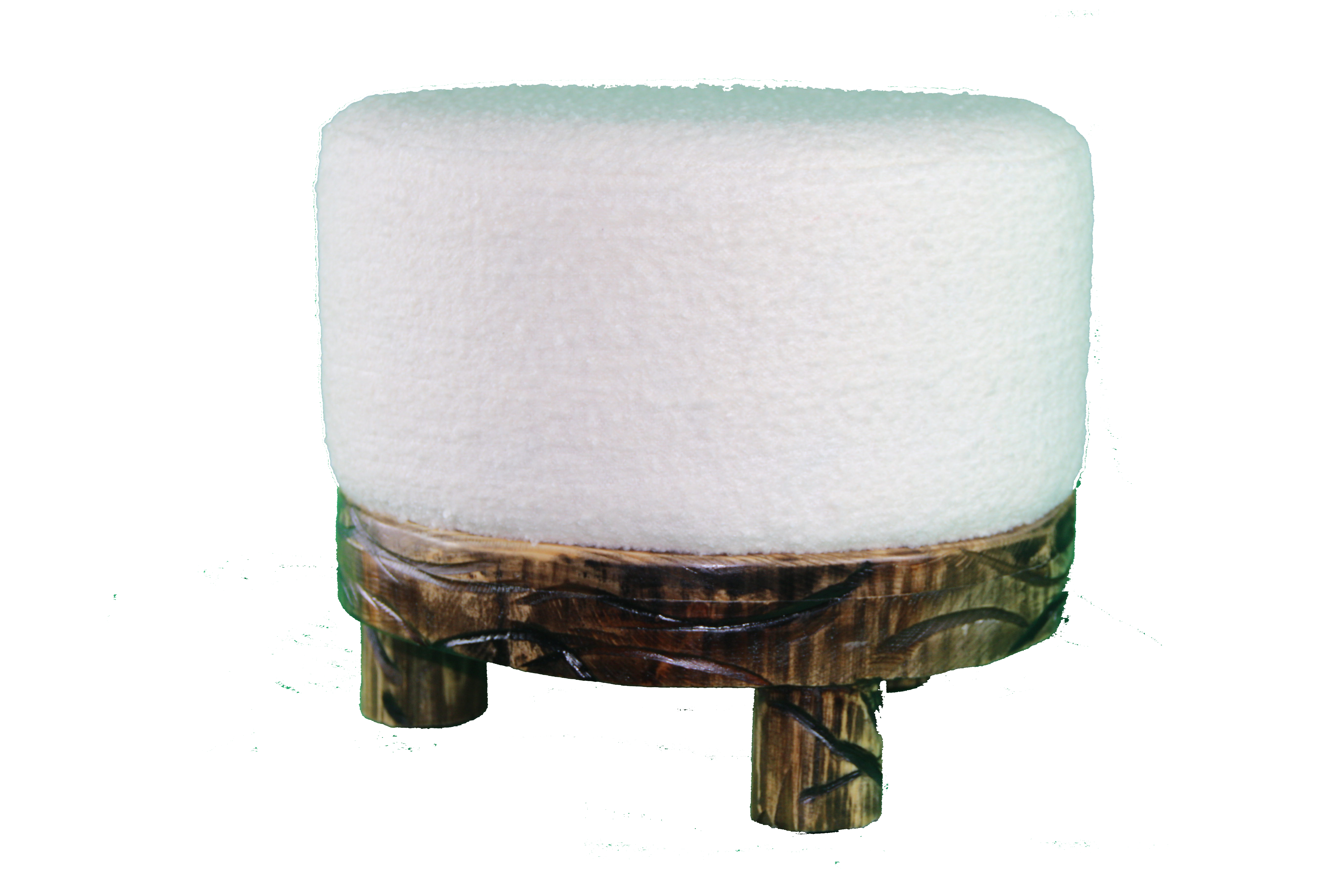 Tabouret rond rustique – Base sculptée