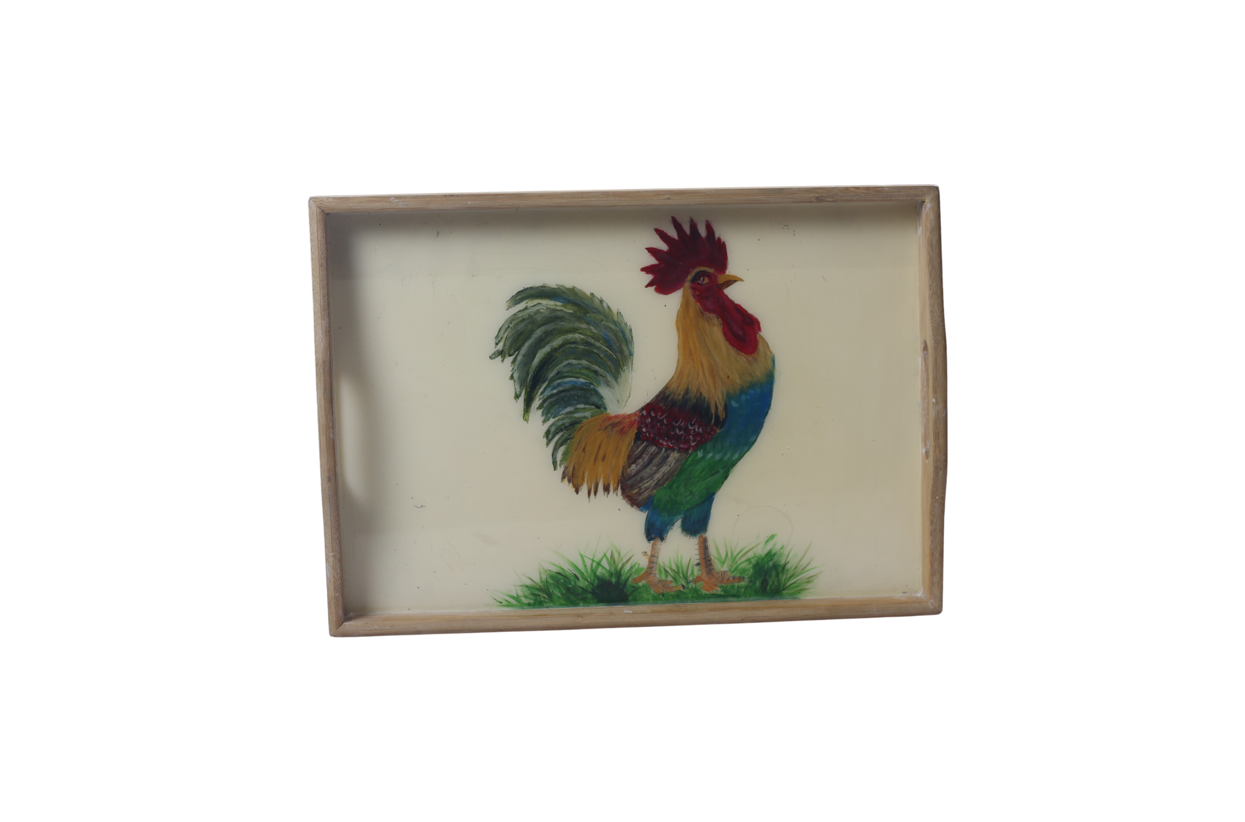Plateau en bois – Coq coloré