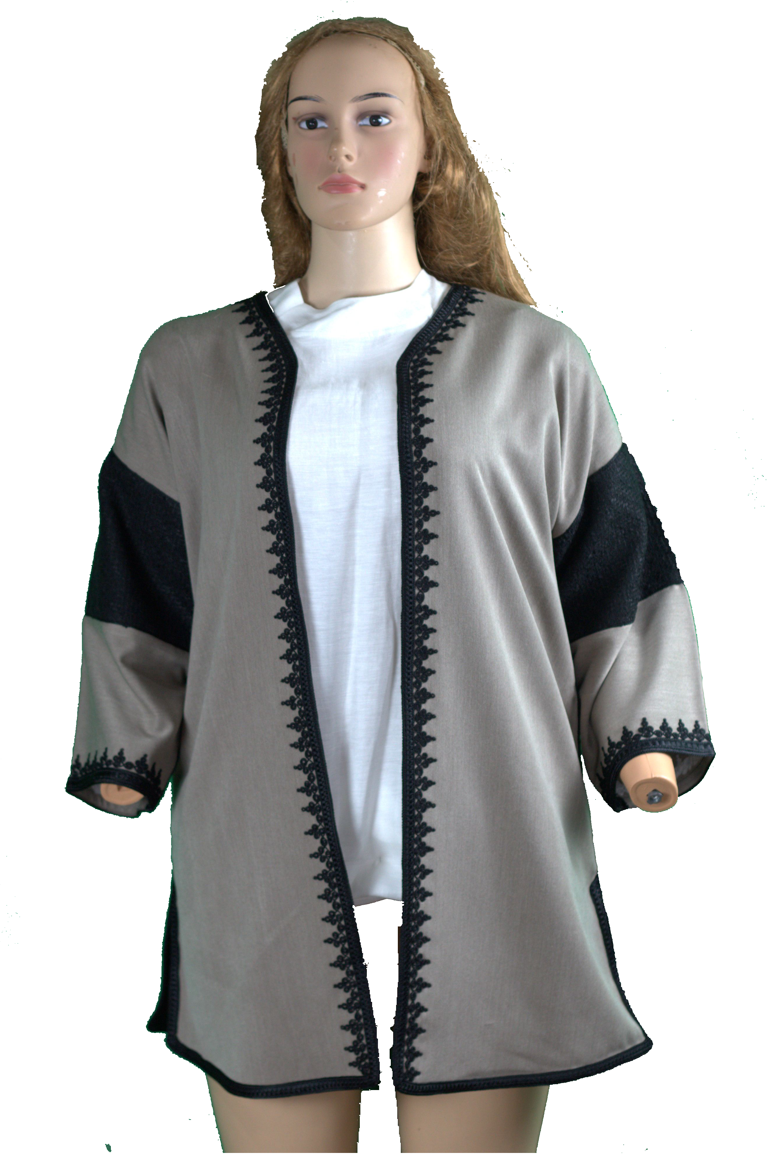 Veste Taupe Bordée de Noir