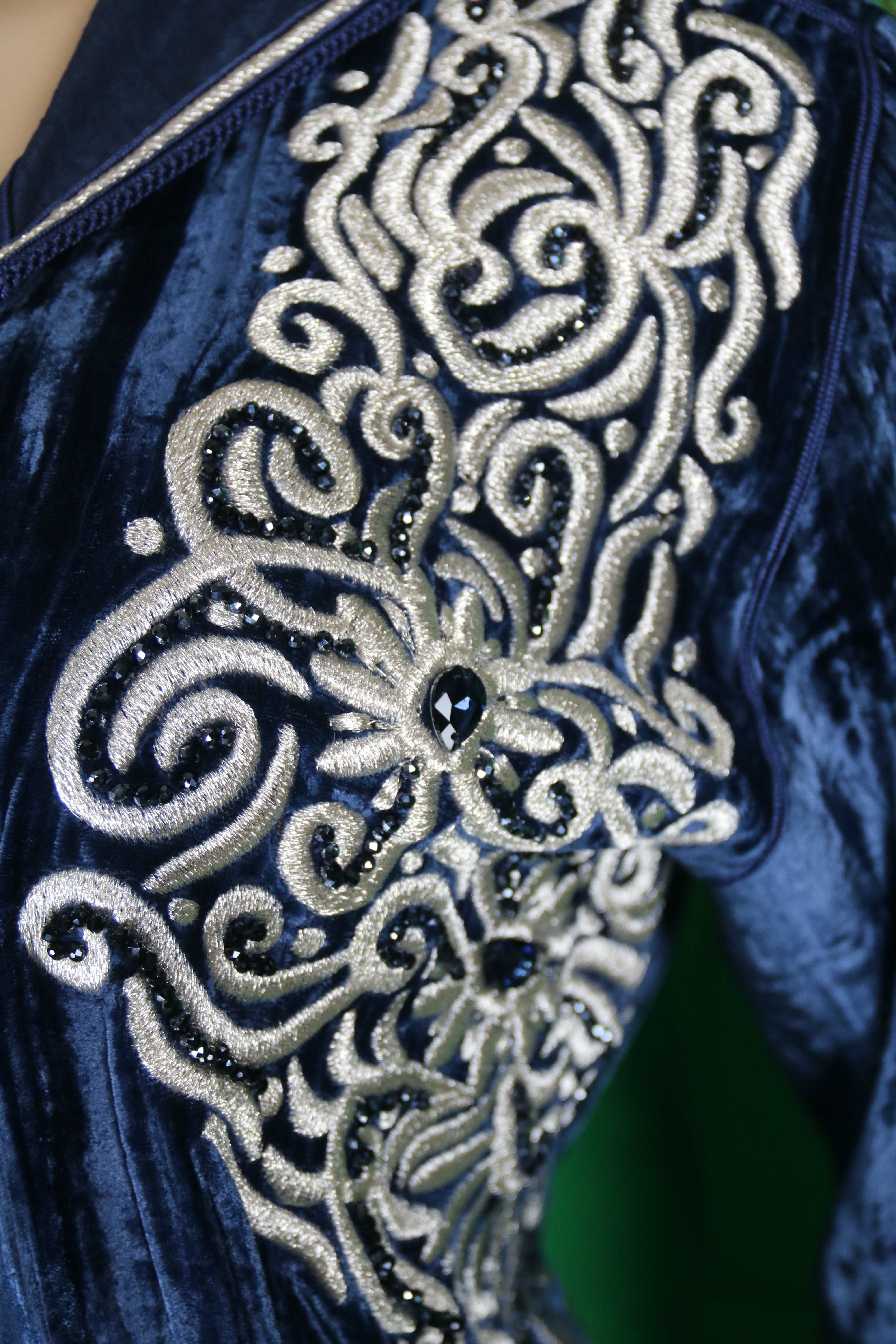 Djellaba velours bleu nuit