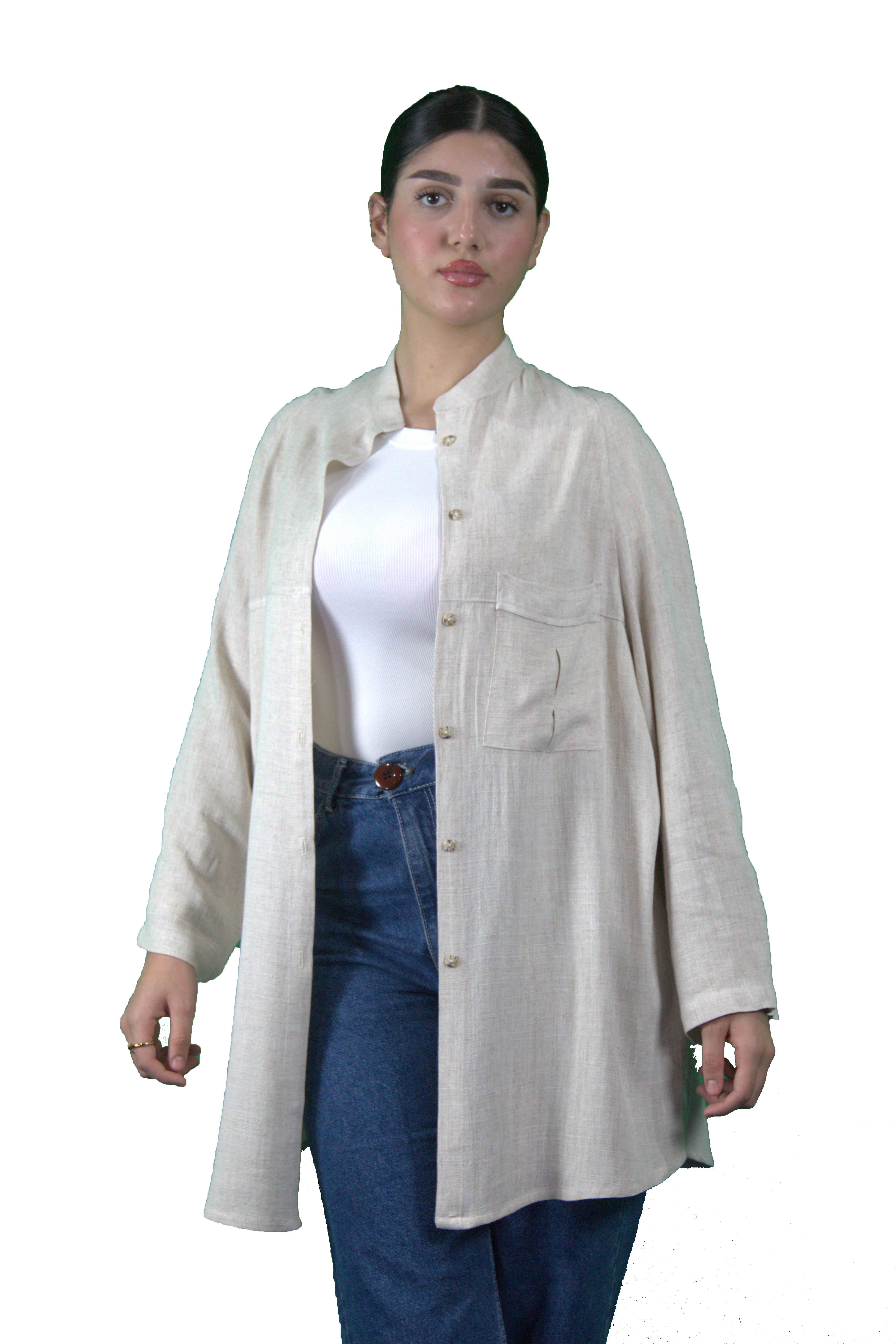 Chemise longue écrue – Élégance naturelle