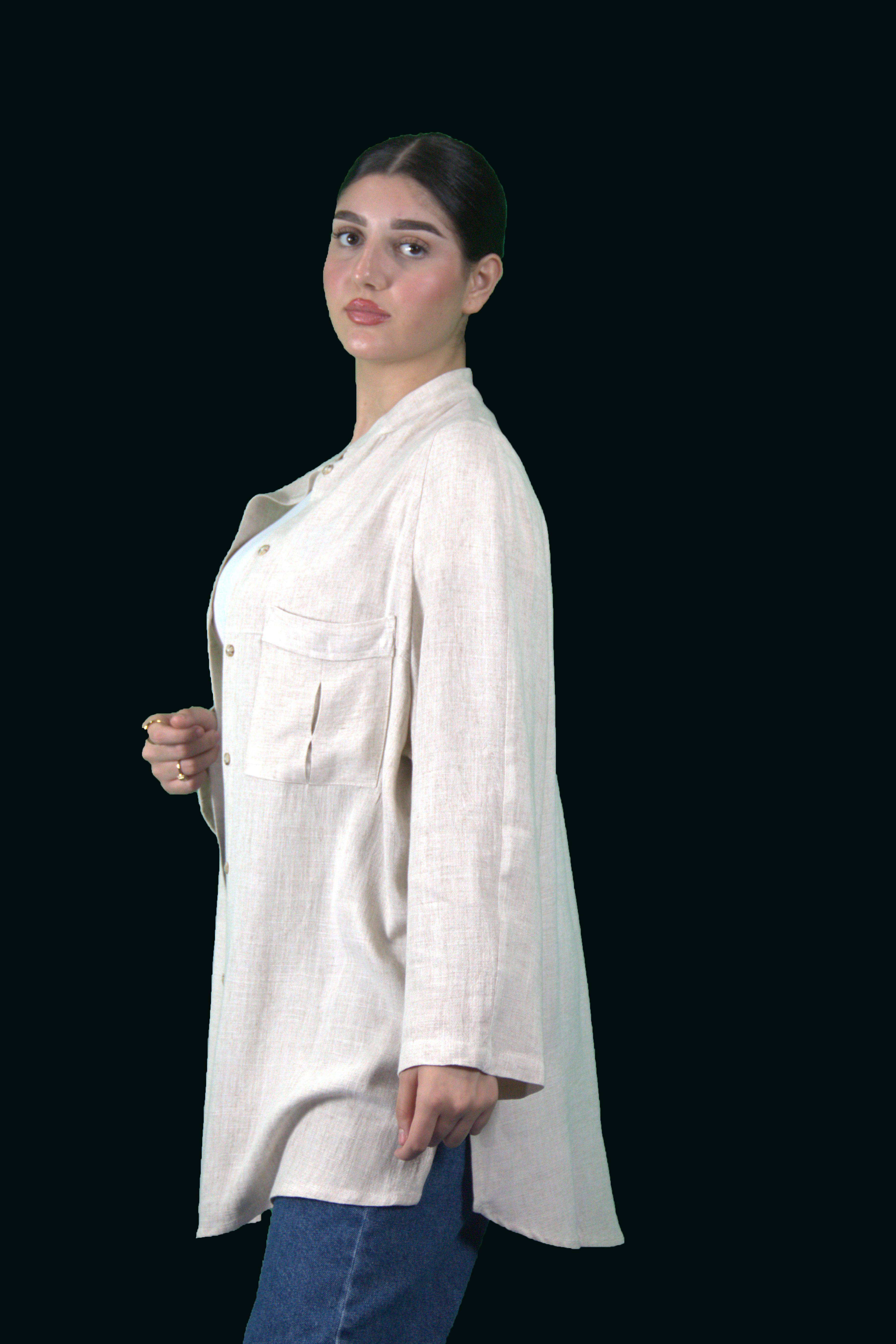 Chemise longue écrue – Élégance naturelle