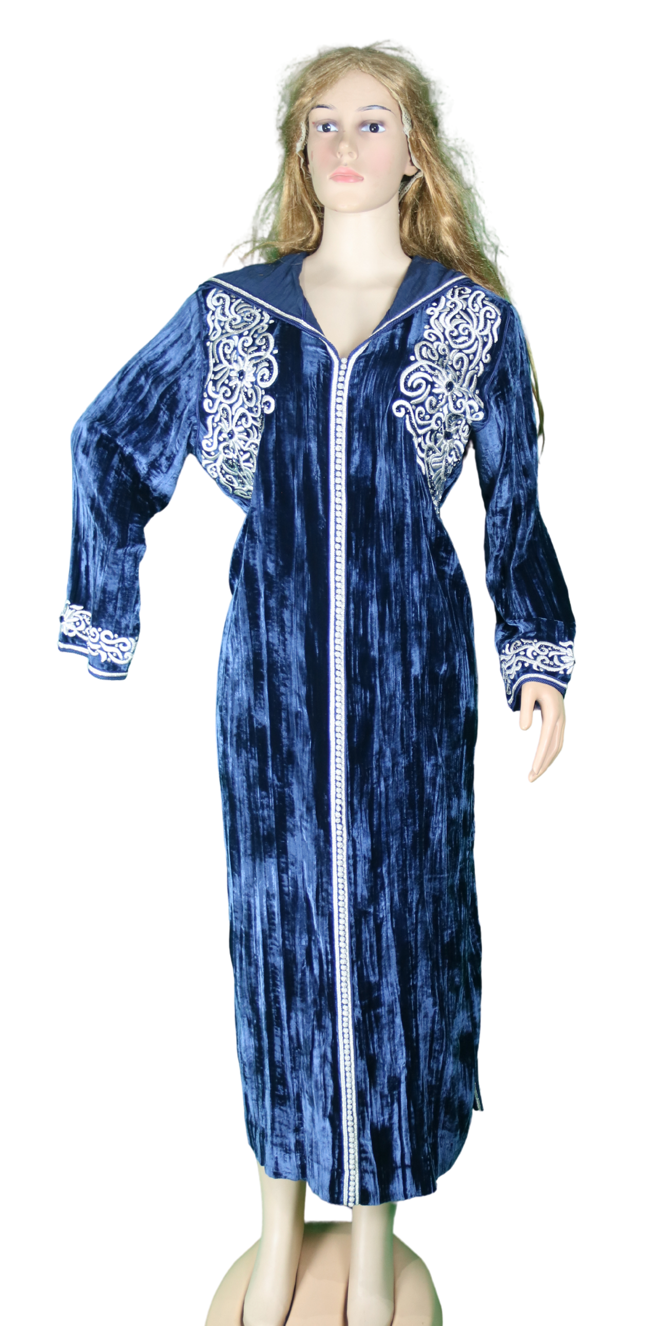 Djellaba velours bleu nuit