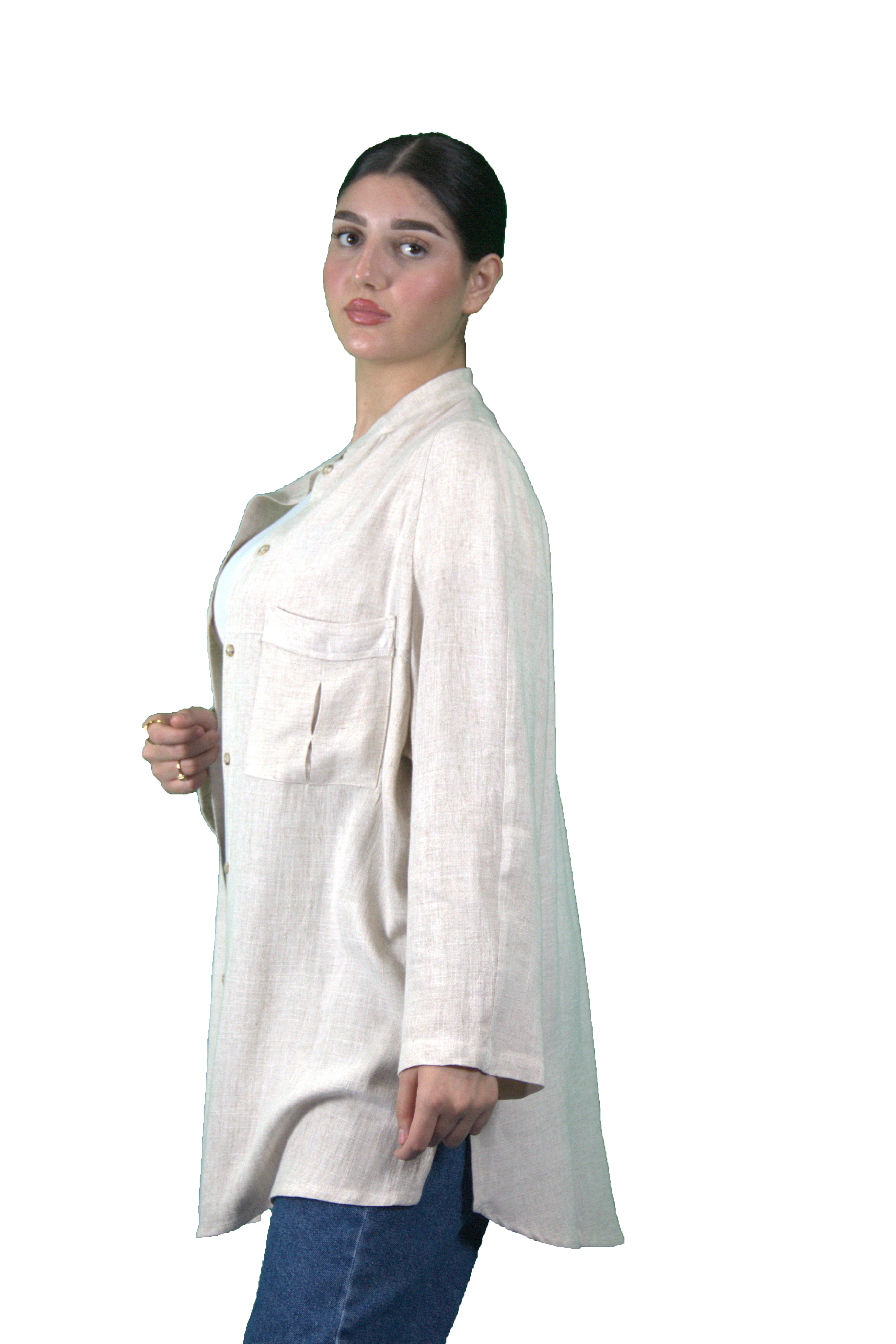 Chemise longue écrue – Élégance naturelle