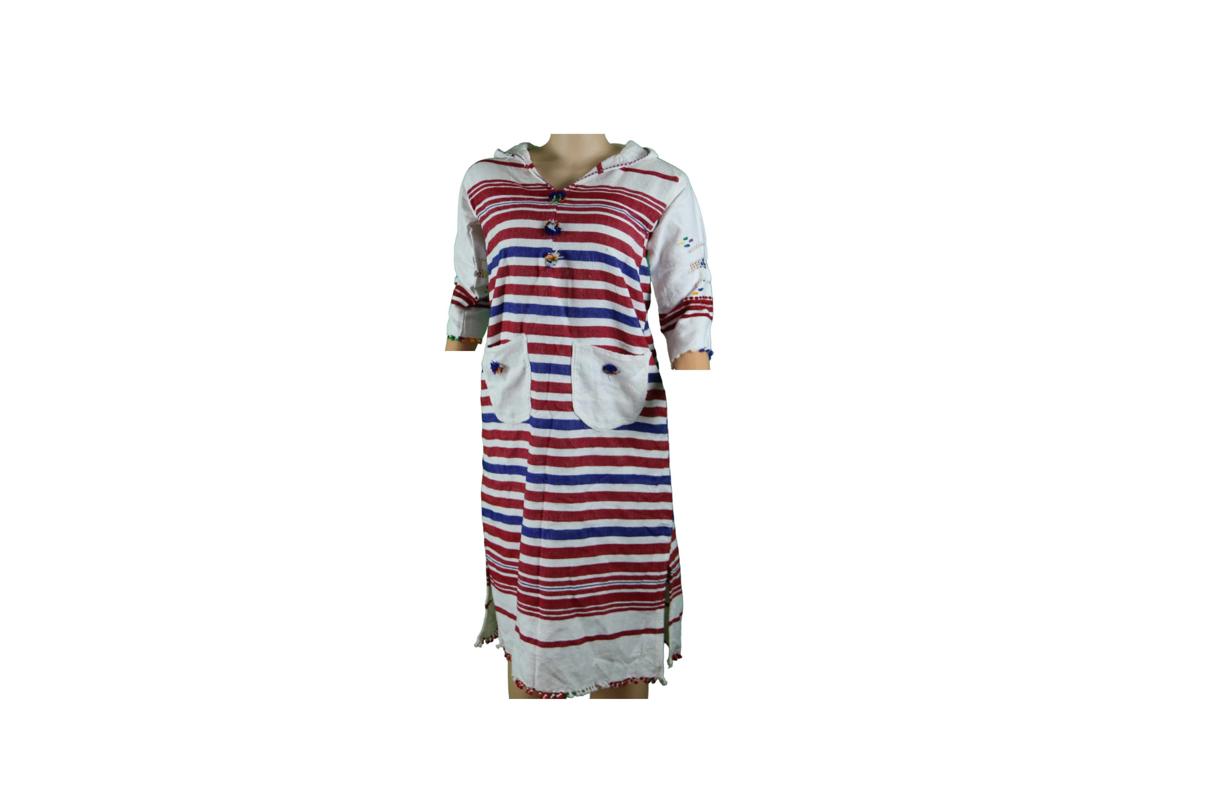 Gandoura à rayures rouges et bleues