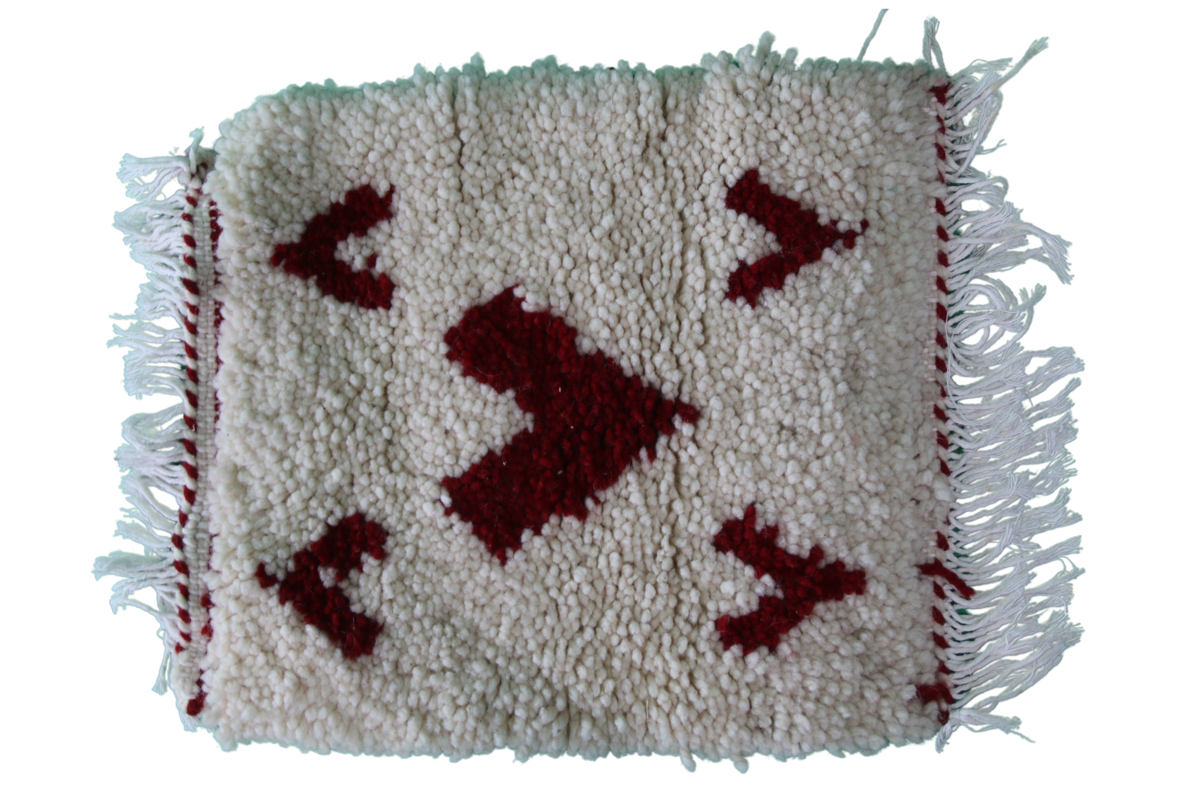 Mini-Tapis Blanc à Motifs Géométriques Bordeau