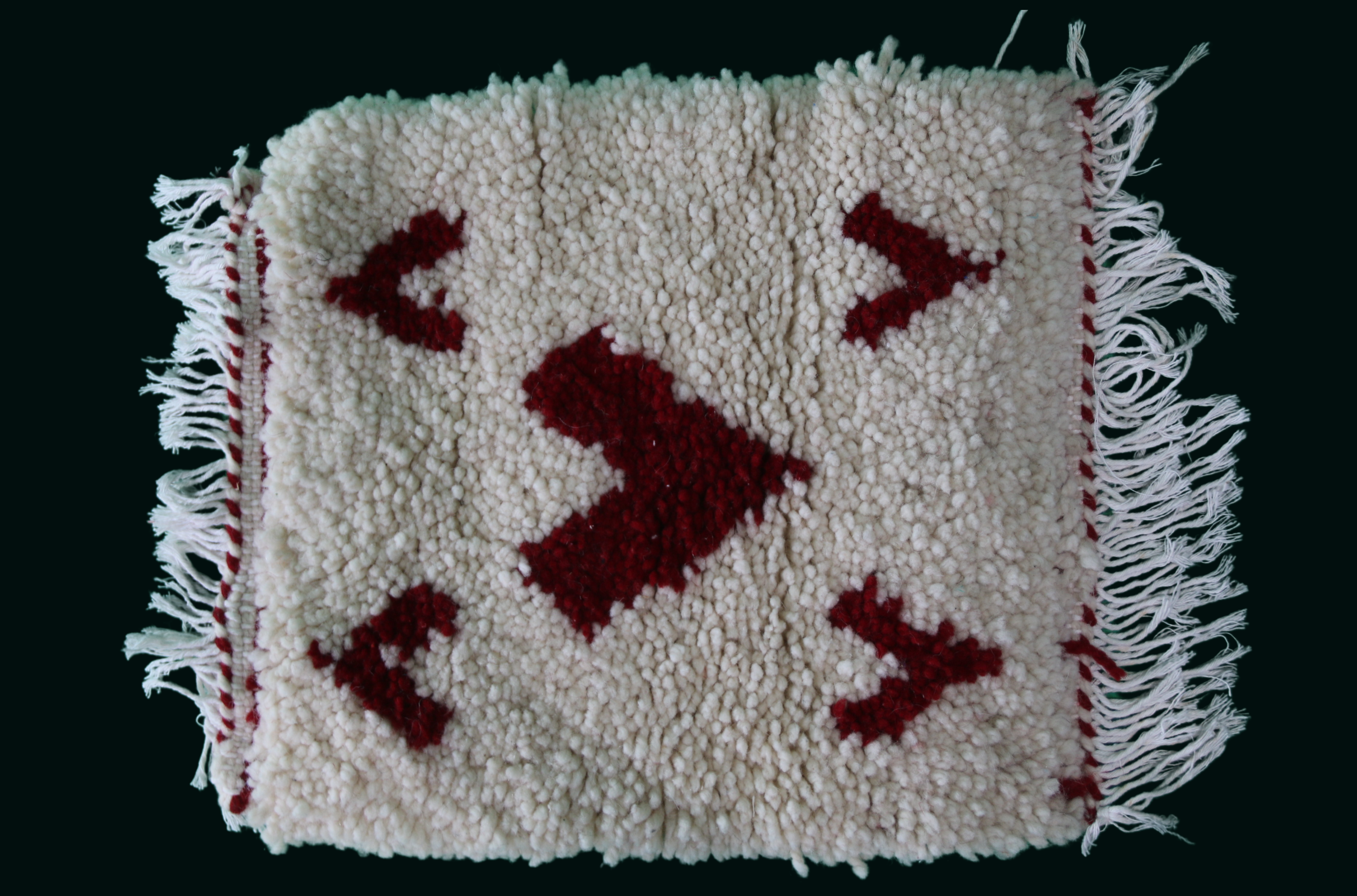 Mini-Tapis Blanc à Motifs Géométriques Bordeau