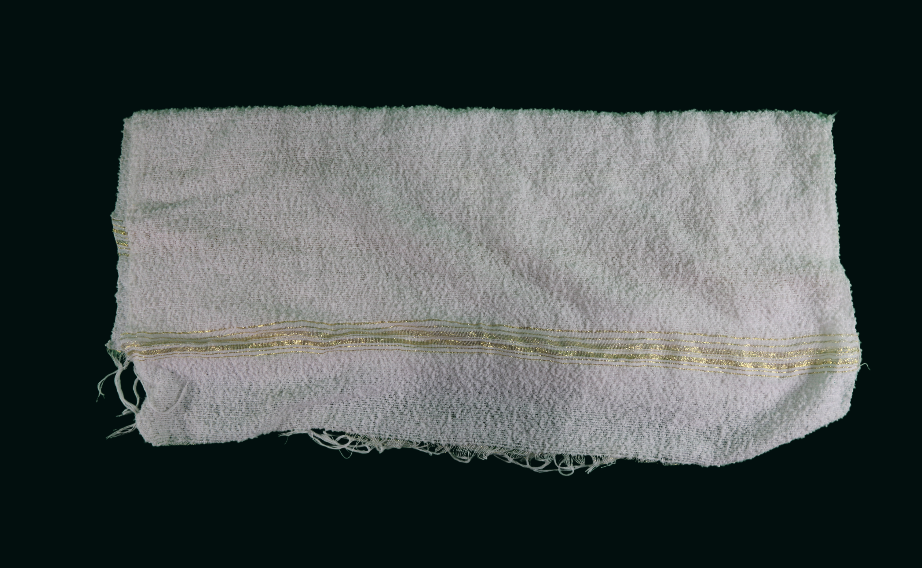 Mendil Blanc Épais à Rayure Dorée