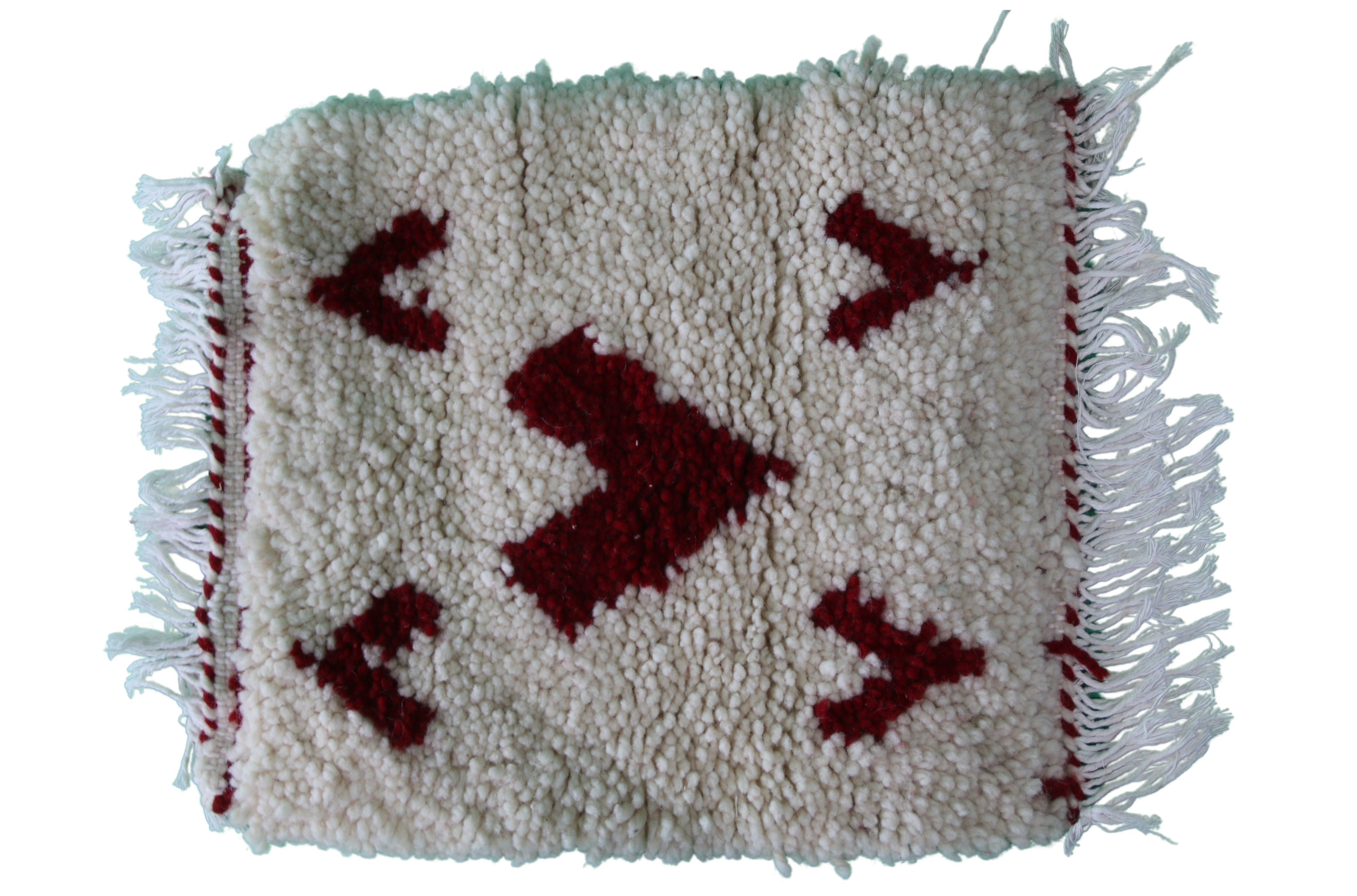 Mini-Tapis Blanc à Motifs Géométriques Bordeau