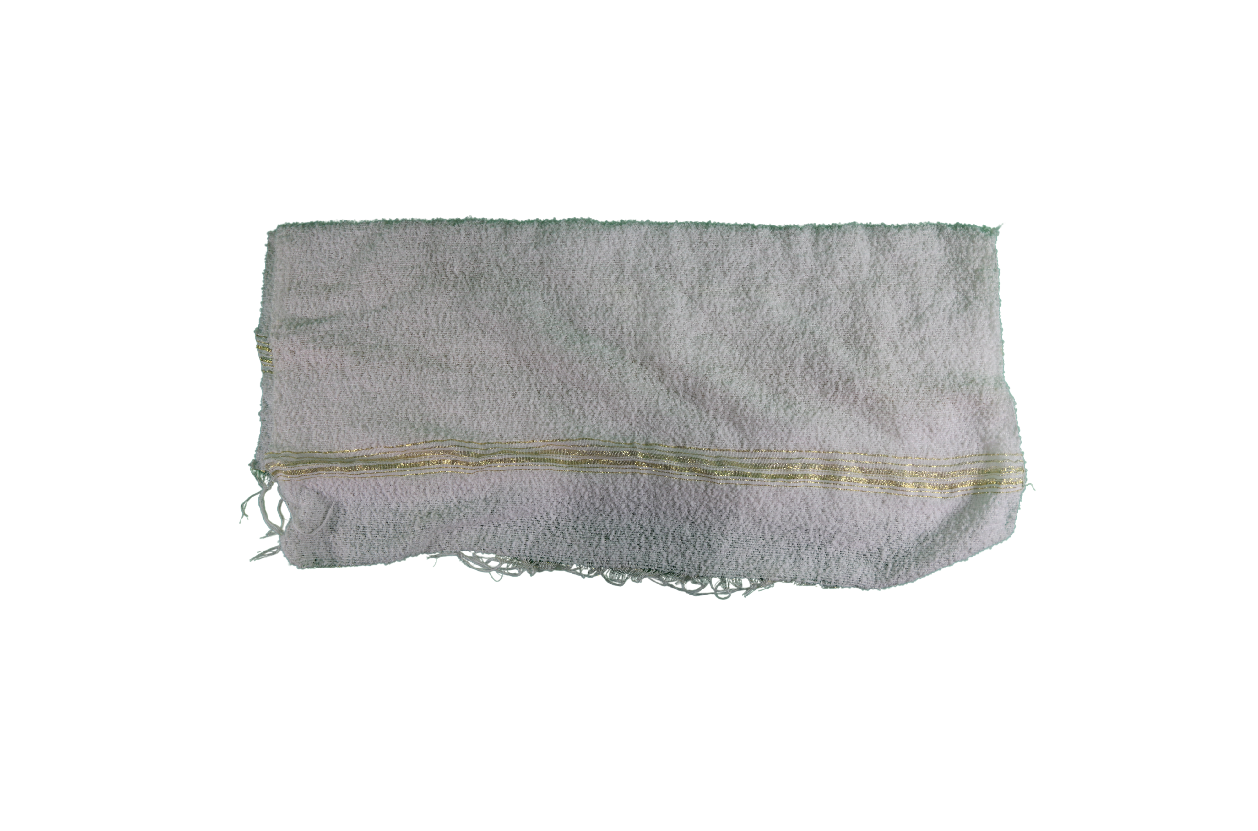 Mendil Blanc Épais à Rayure Dorée