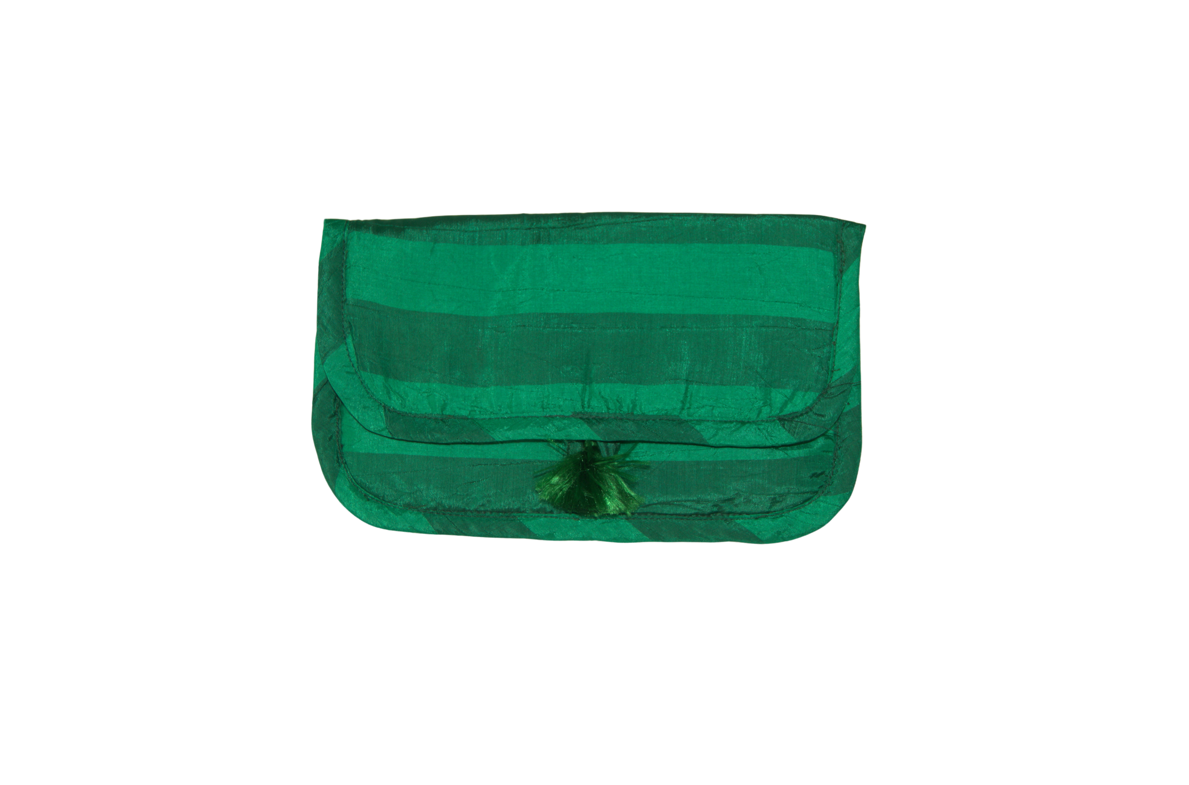 Pochette Satinée Rayée Verte