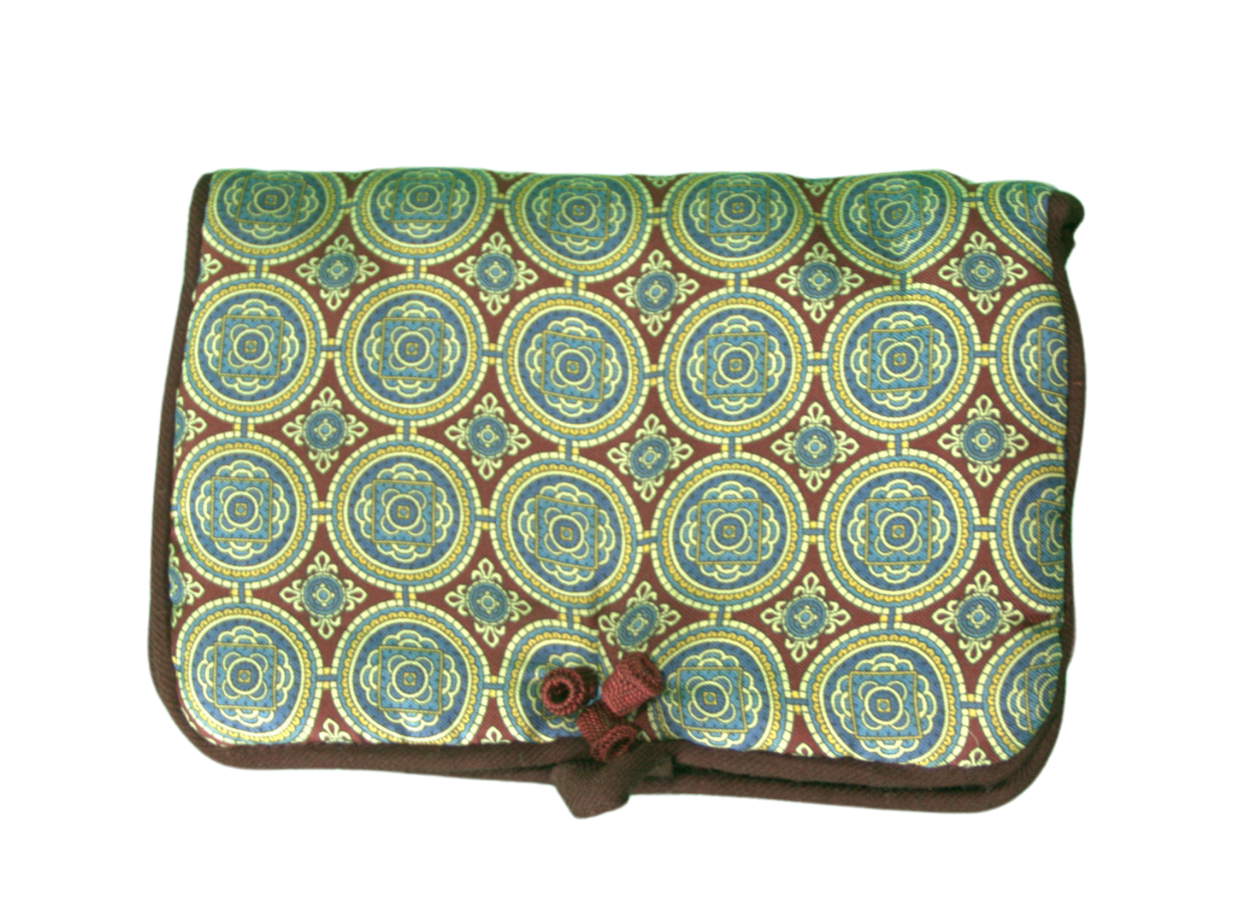 Pochette à Motifs Circulaires Bleus et Dorés