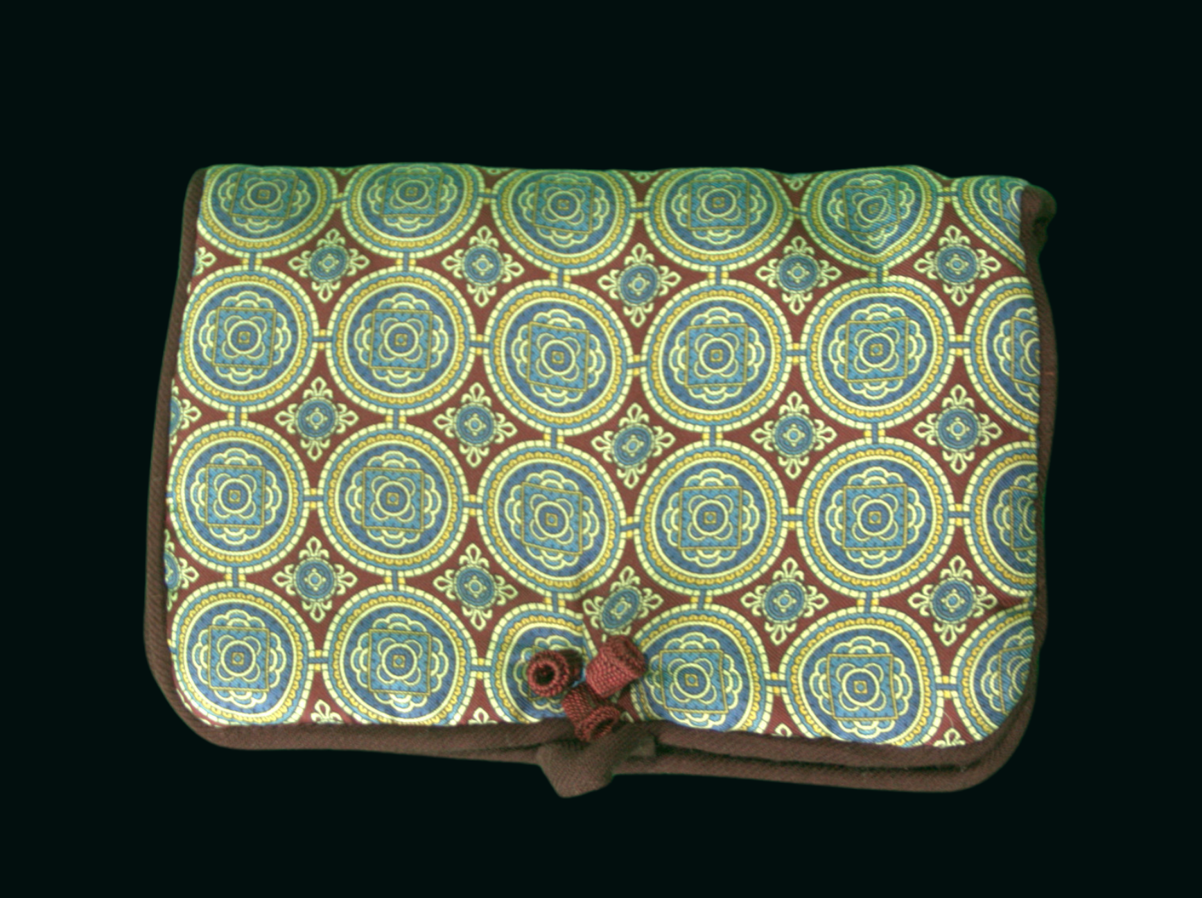 Pochette à Motifs Circulaires Bleus et Dorés