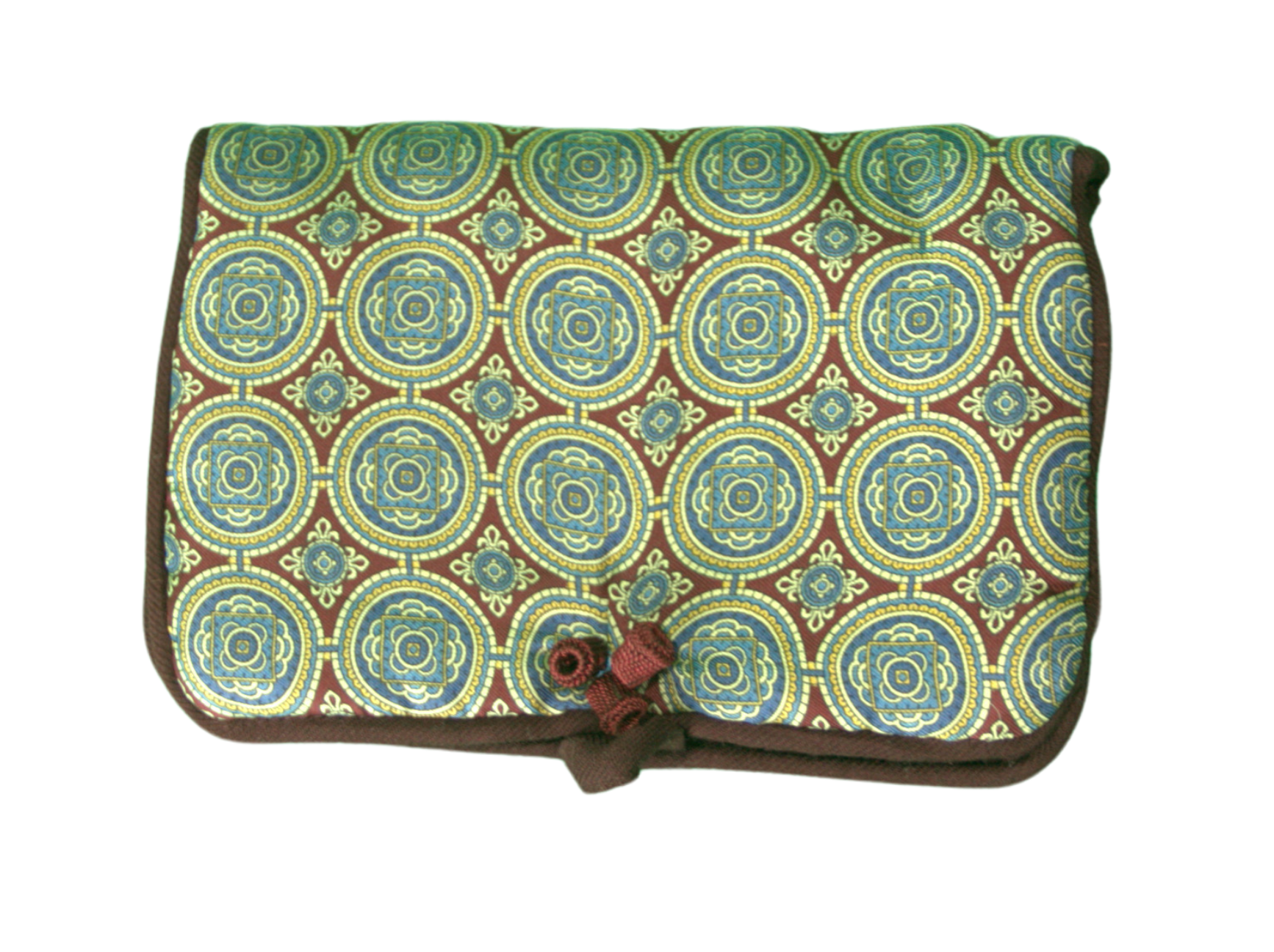 Pochette à Motifs Circulaires Bleus et Dorés
