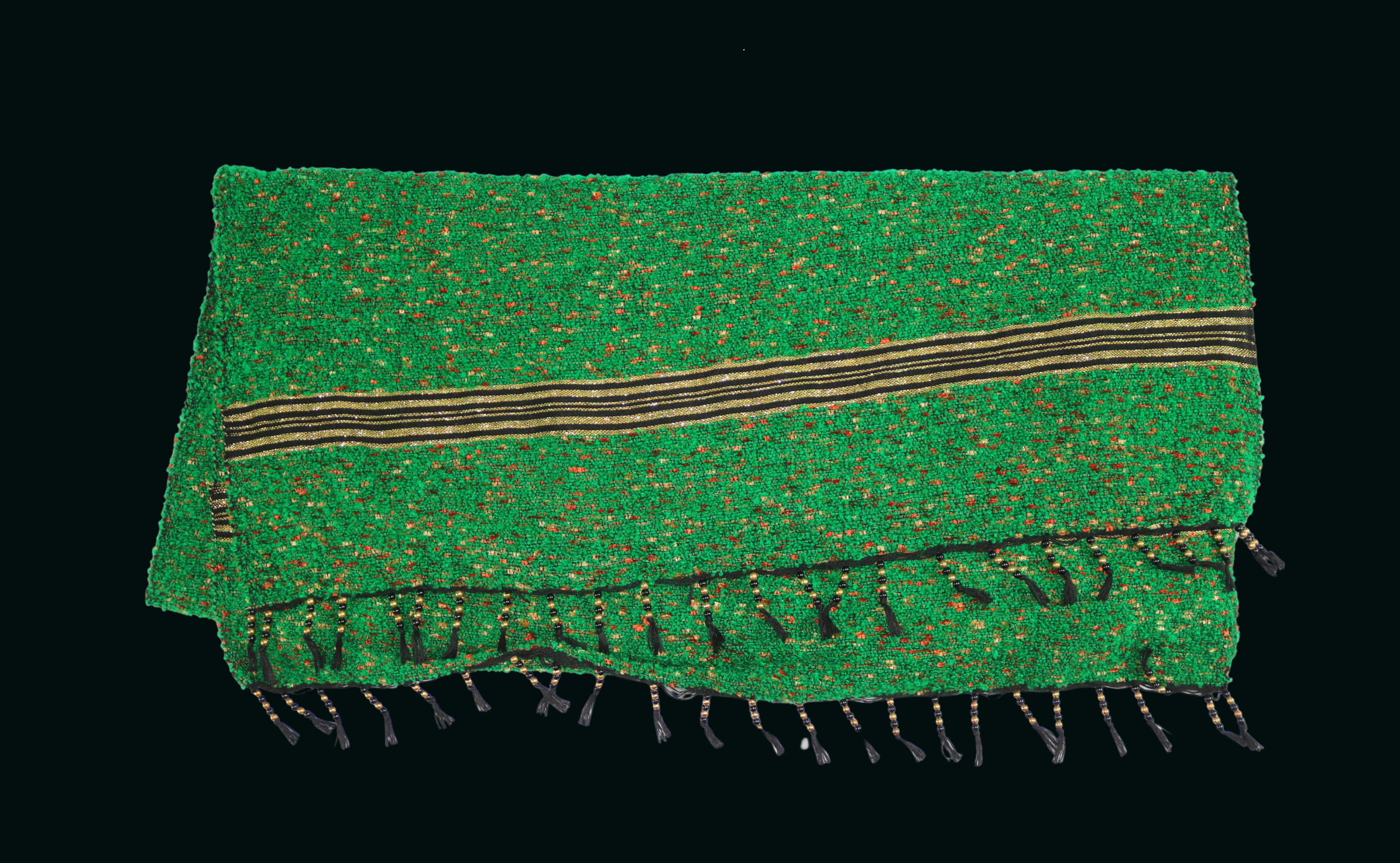 Mendil Vert Texturé à Rayures Noires