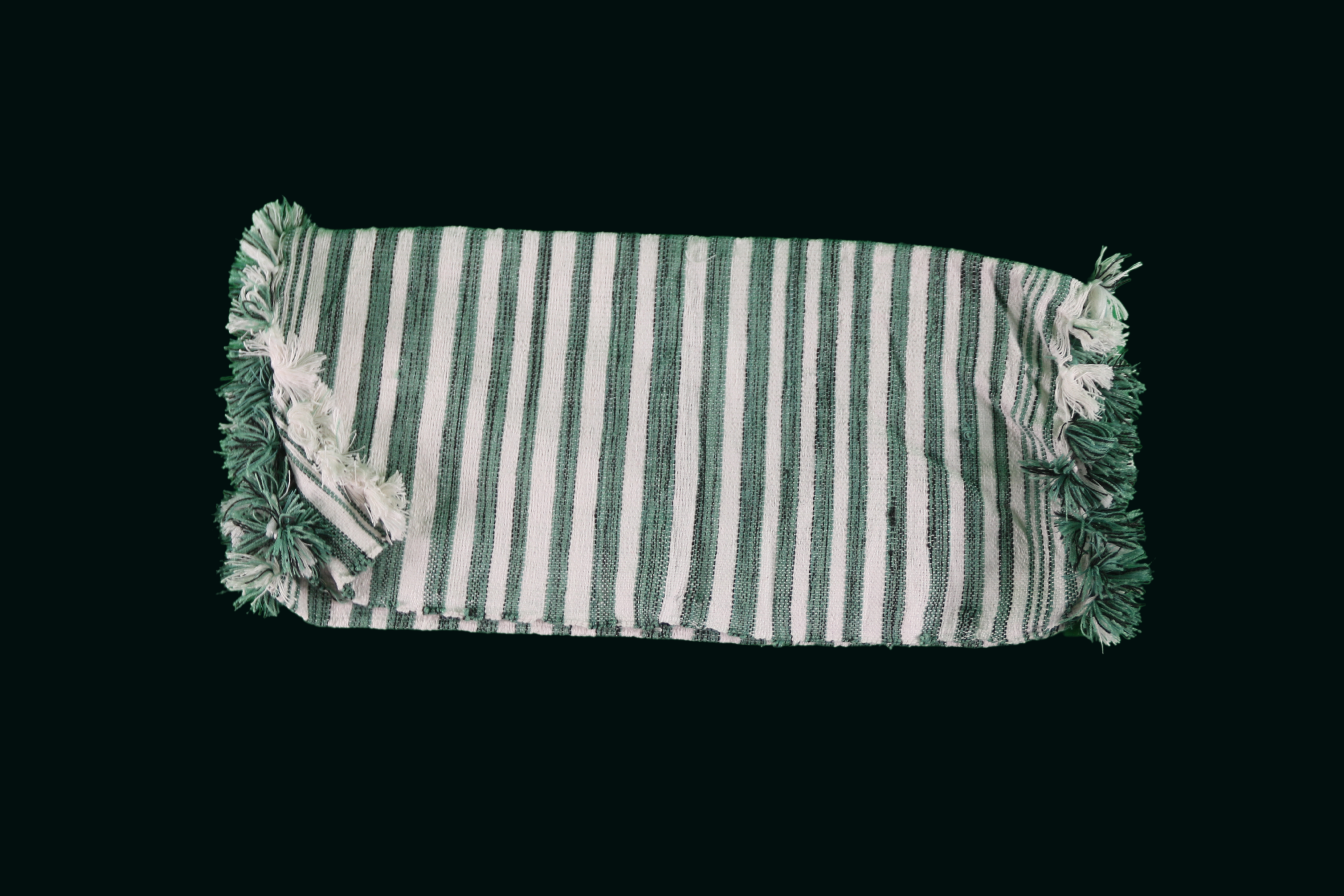 Mendil Épais à Rayures Vertes et Blanches