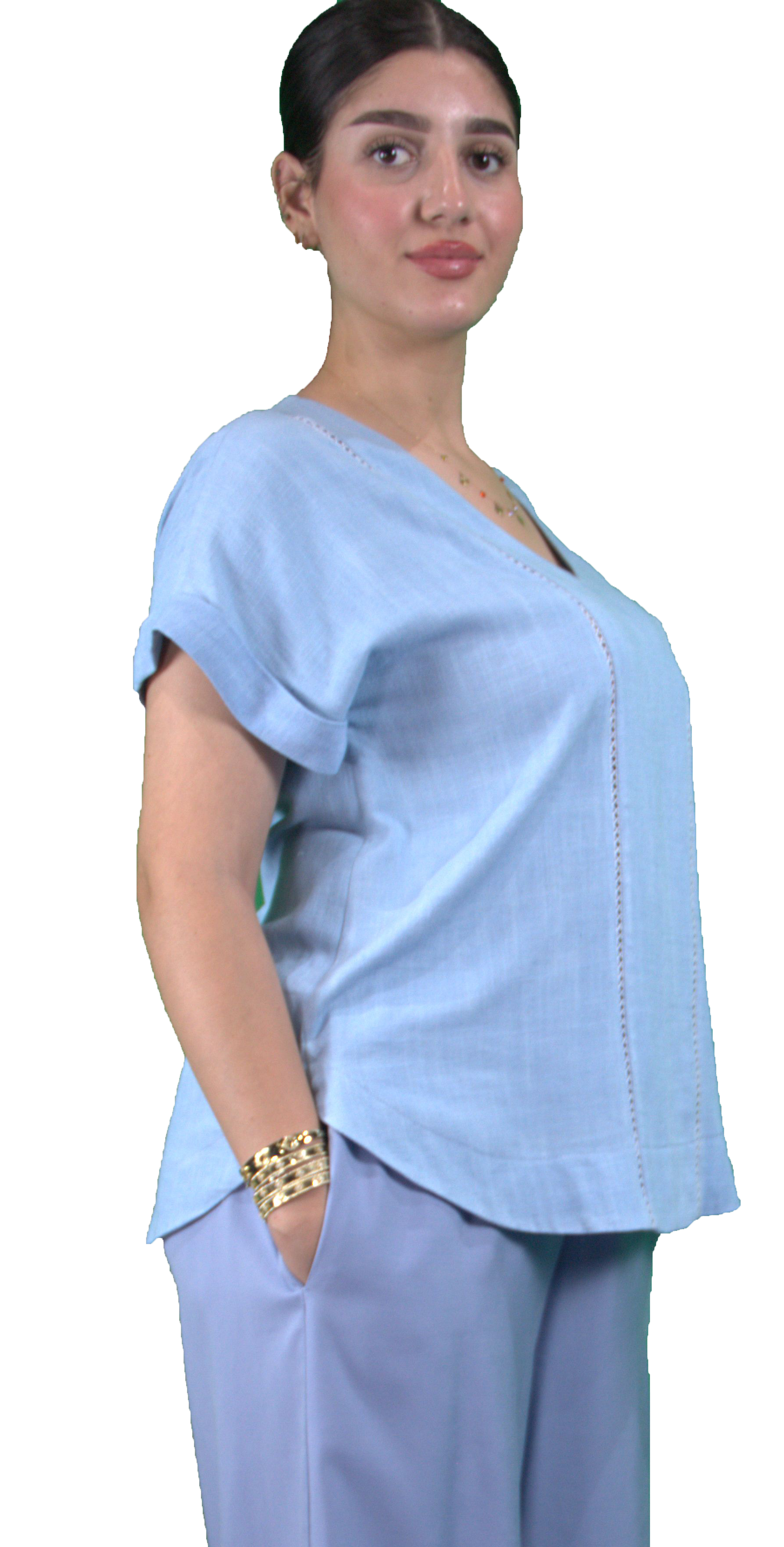 Ensemble d'été bleu pastel – Confort et élégance