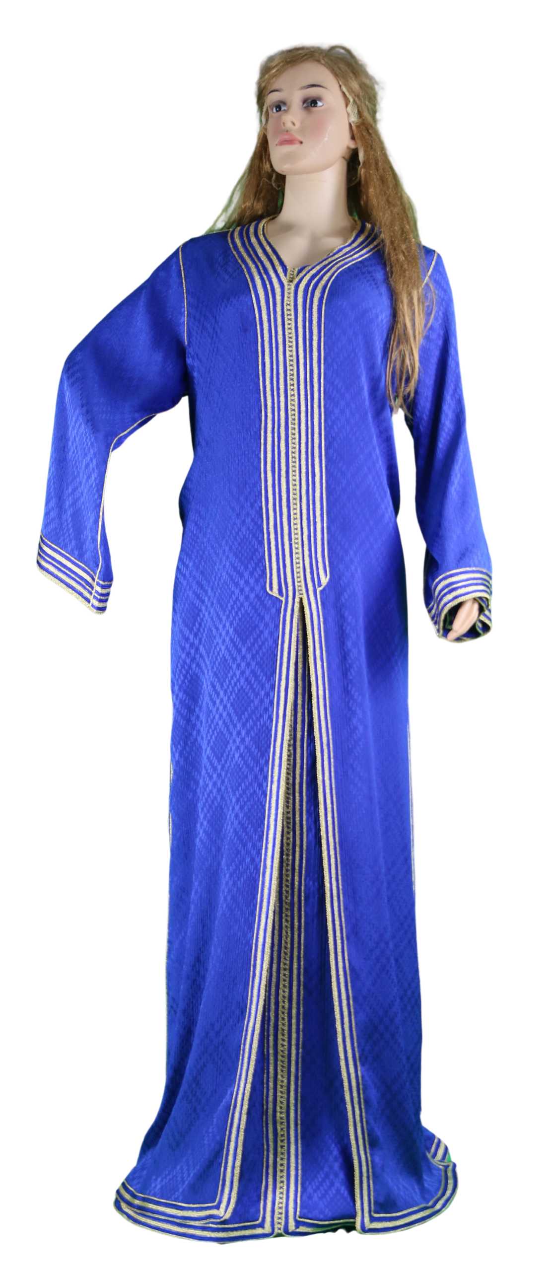 Caftan bleu roi brodé