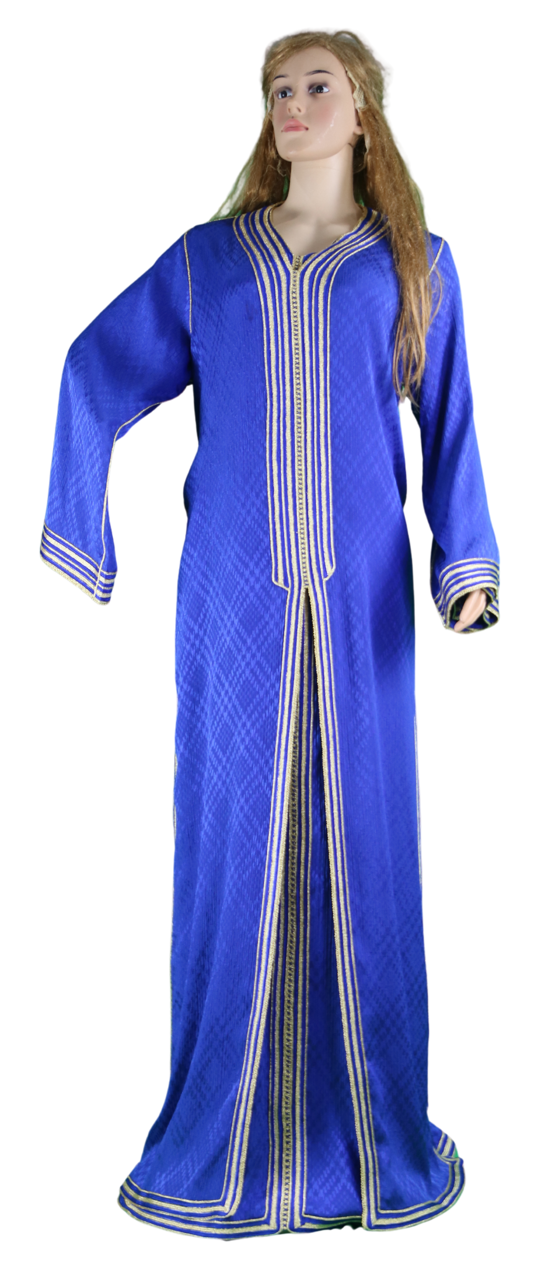 Caftan bleu roi brodé