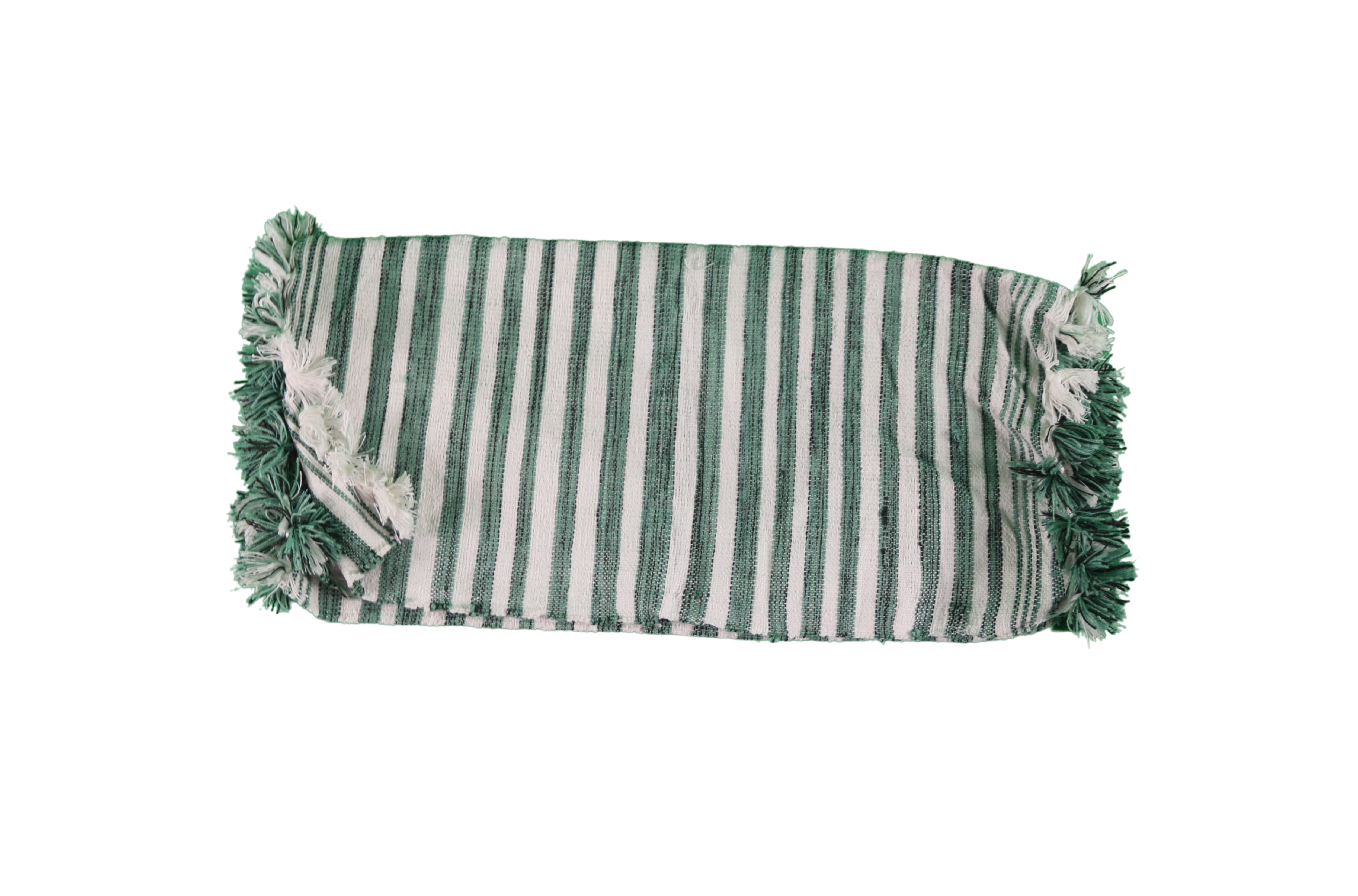 Mendil Rayé Vert et Blanc avec Pompons