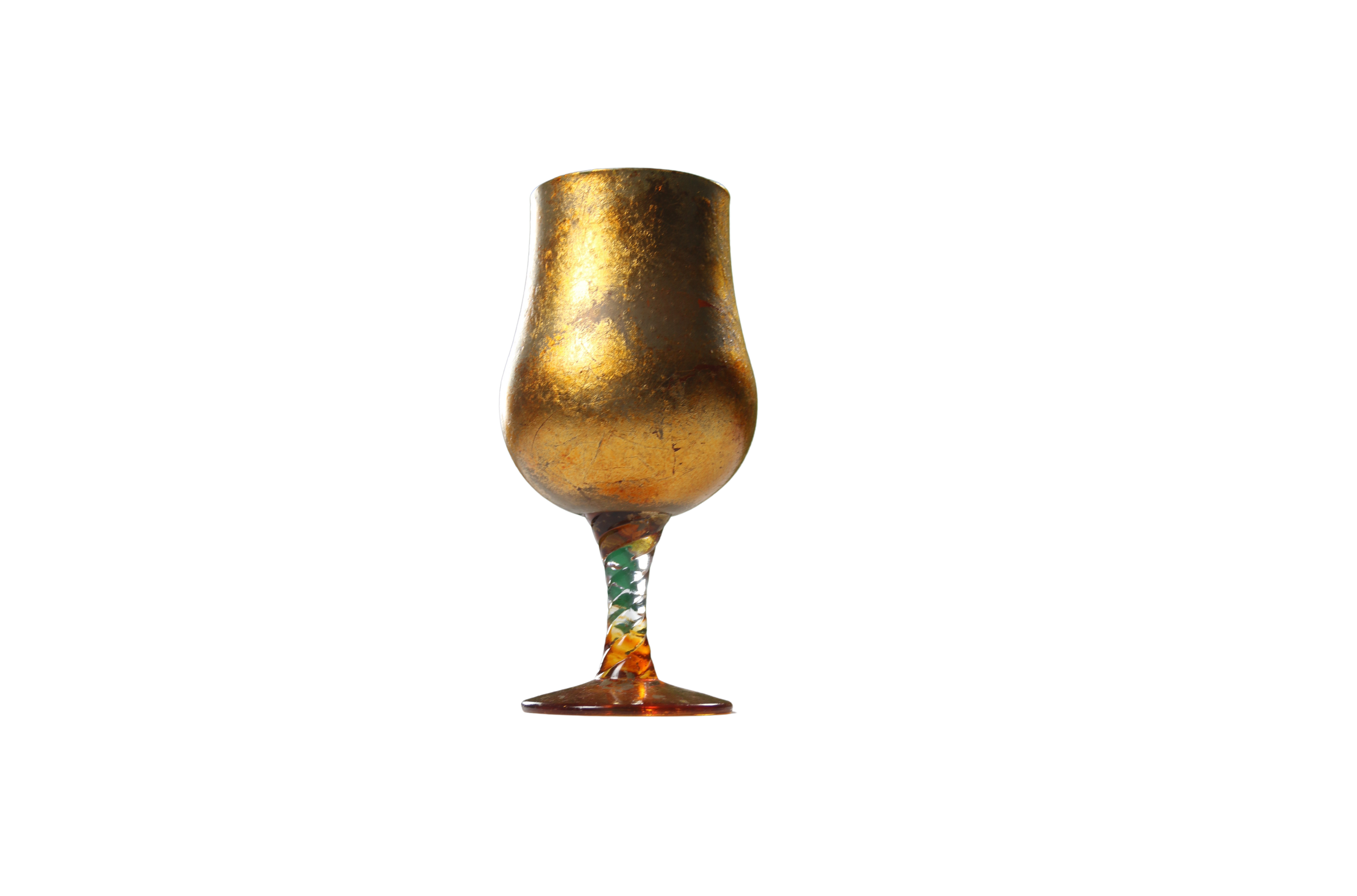 Verre doré sur pied torsadé