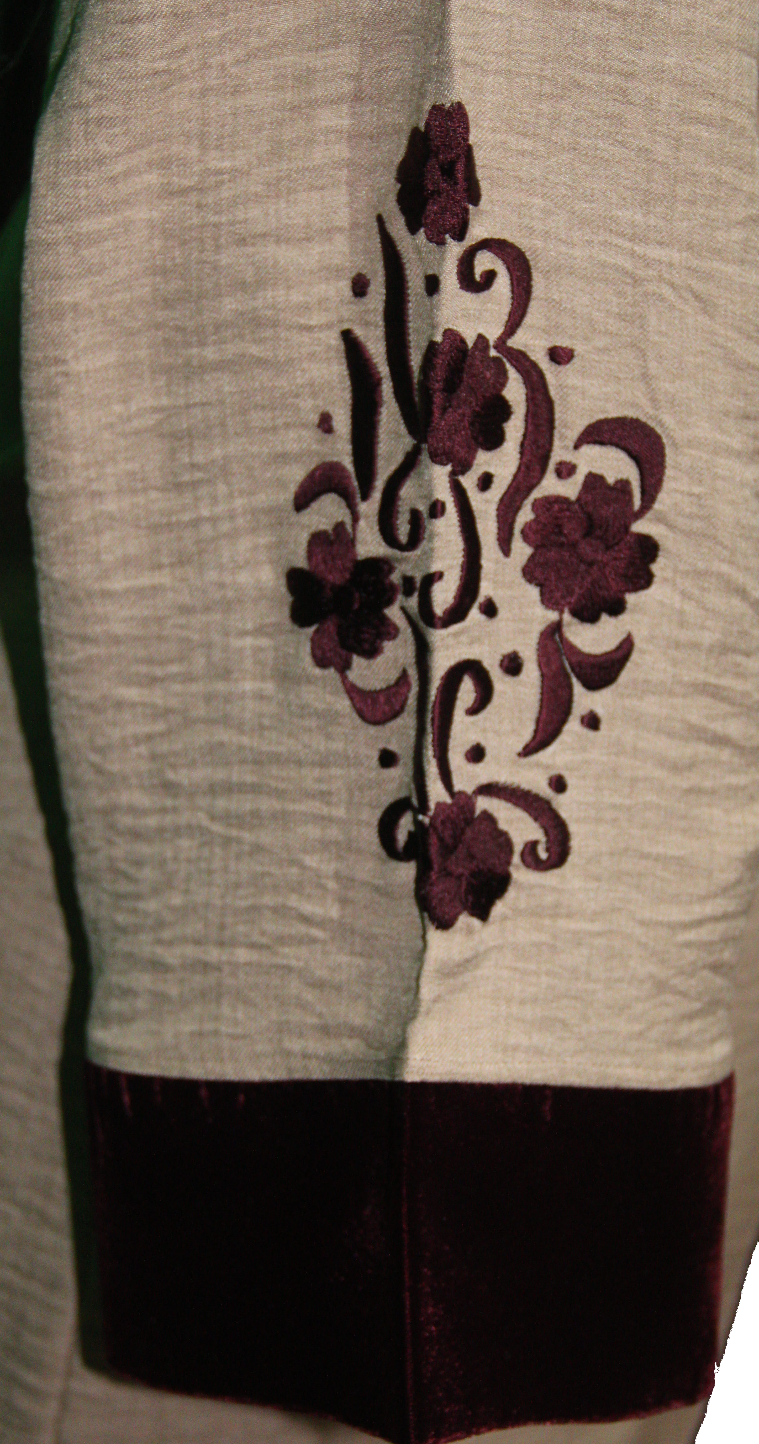 Gandoura Taupe & Velours Bordeaux