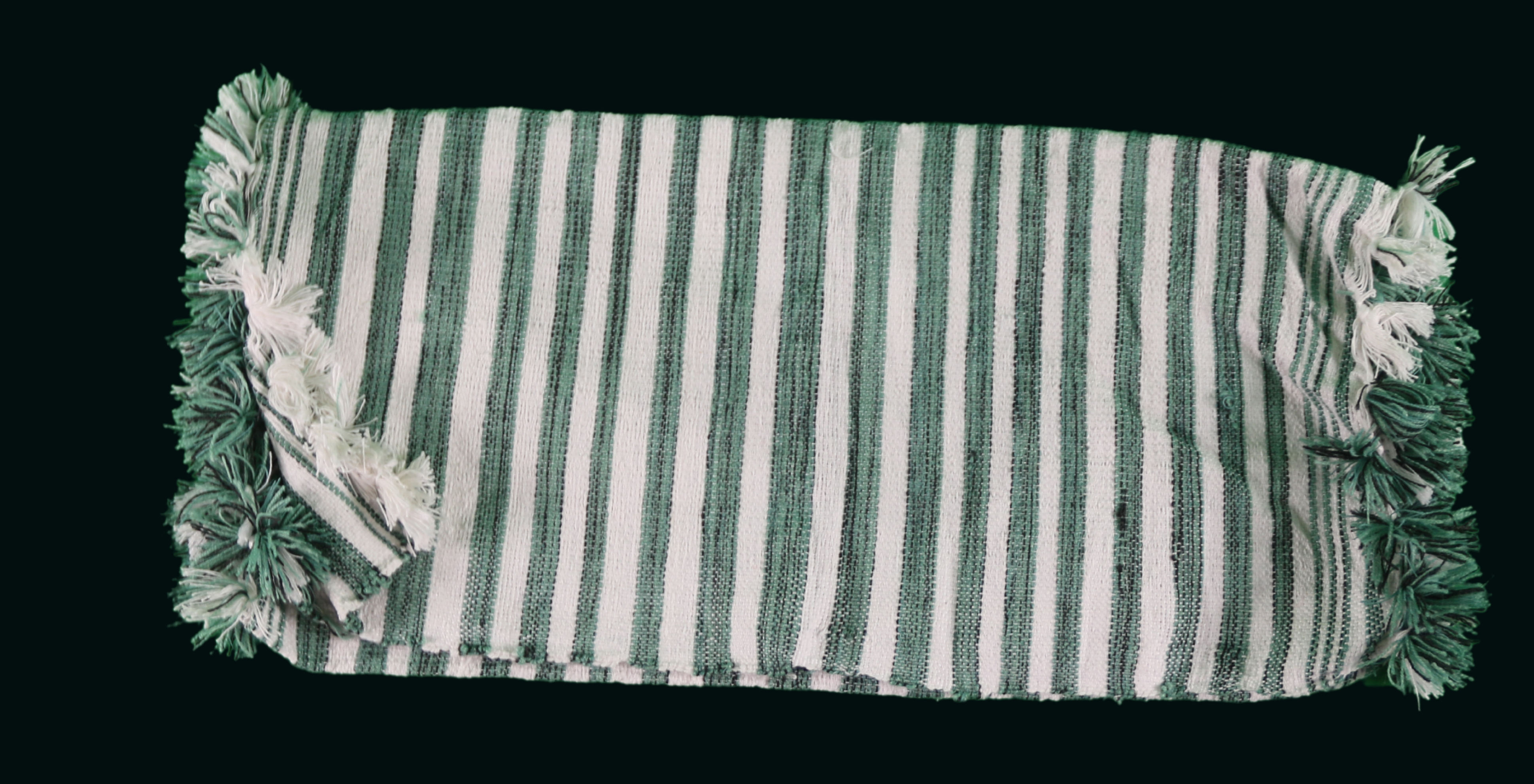 Mendil Rayé Rose et Blanc avec Franges