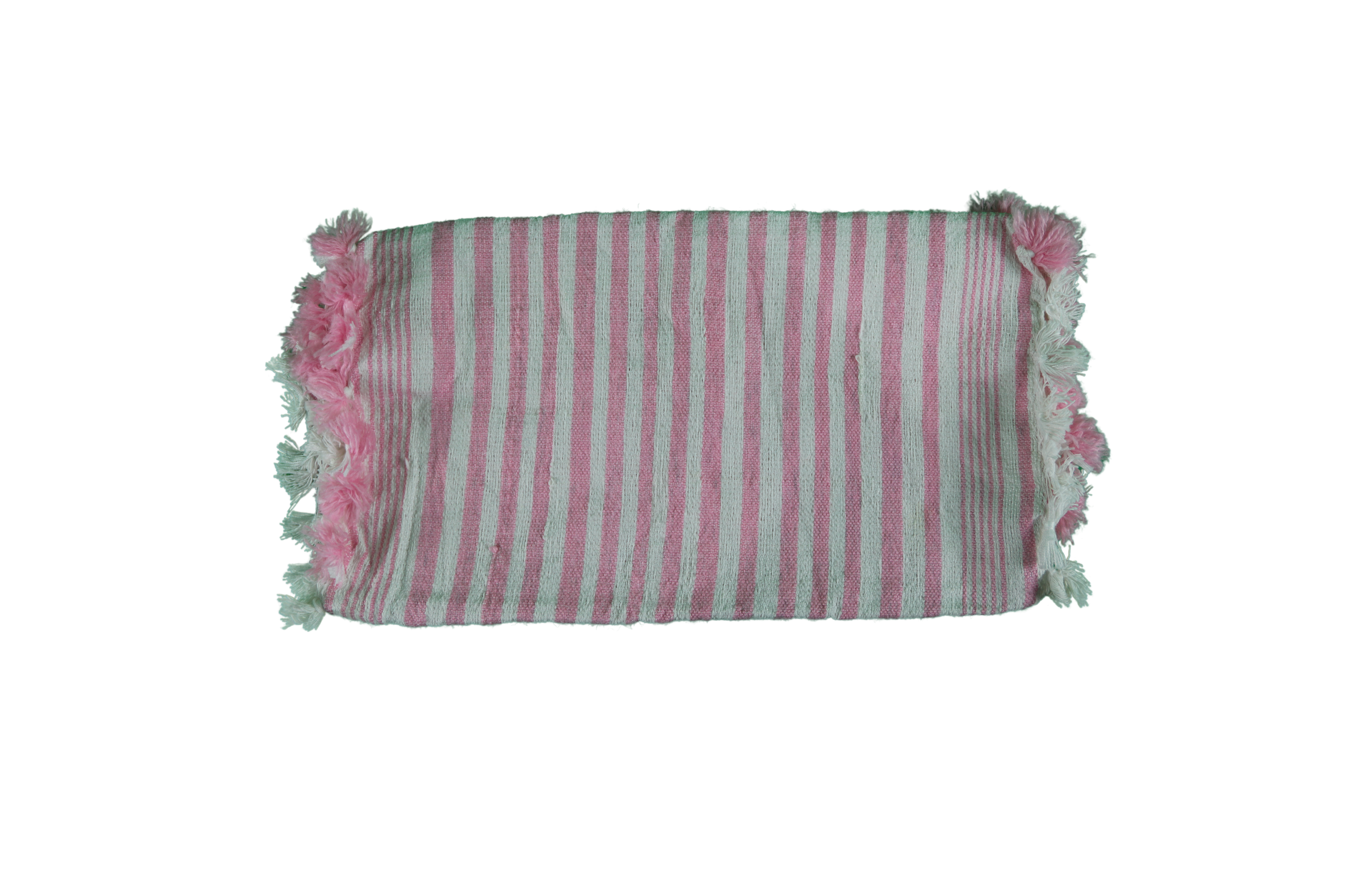 Mendil Rayé Rose et Blanc avec Franges