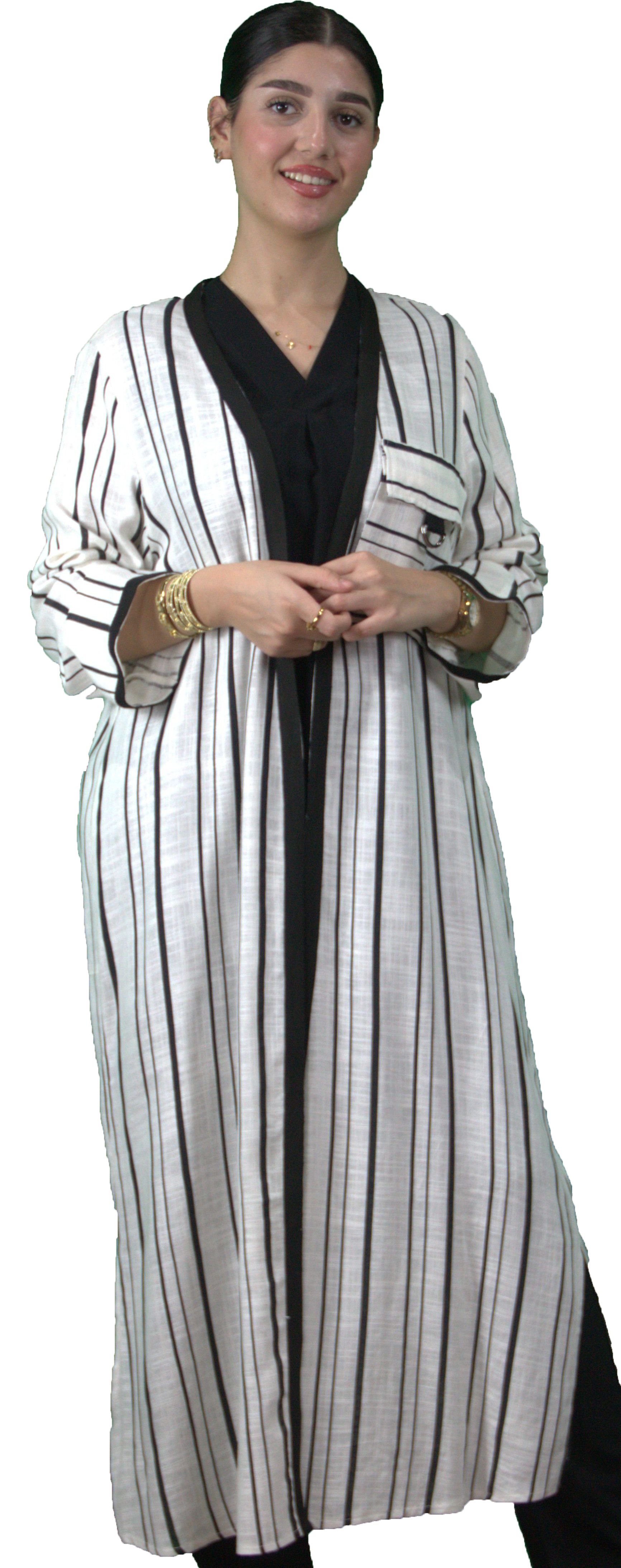 Kimono rayé noir et blanc – Style moderne et audacieux