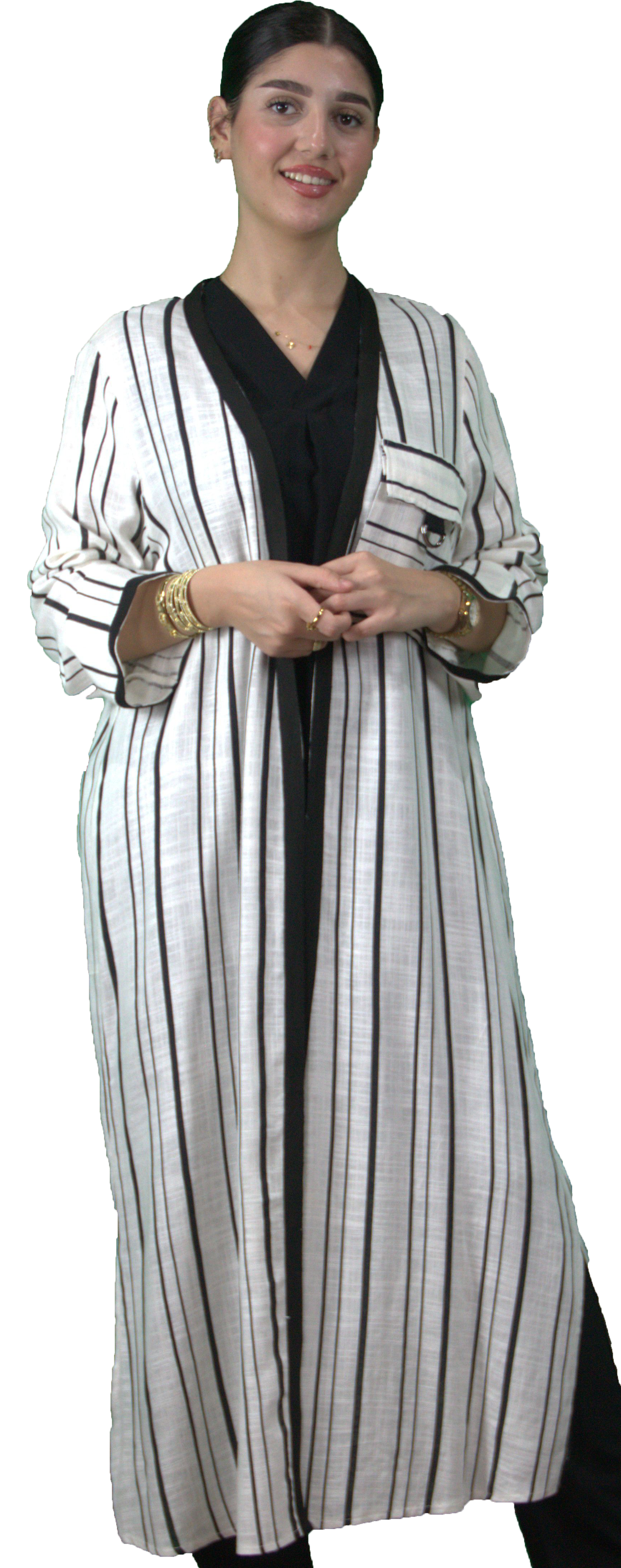 Kimono rayé noir et blanc – Style moderne et audacieux