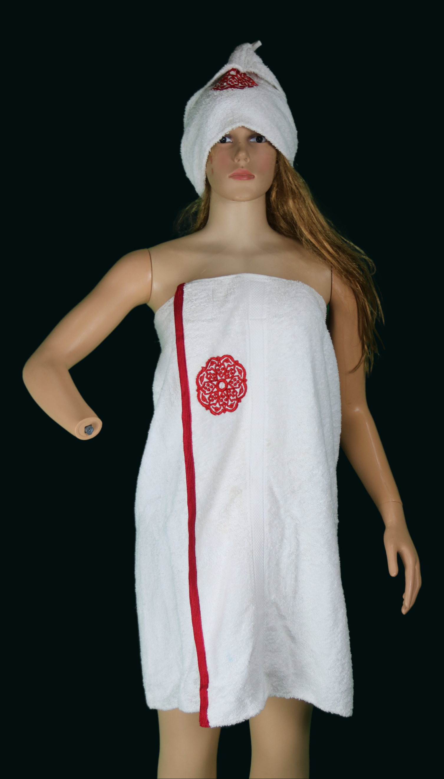 Ensemble hammam brodé – turban & paréo
