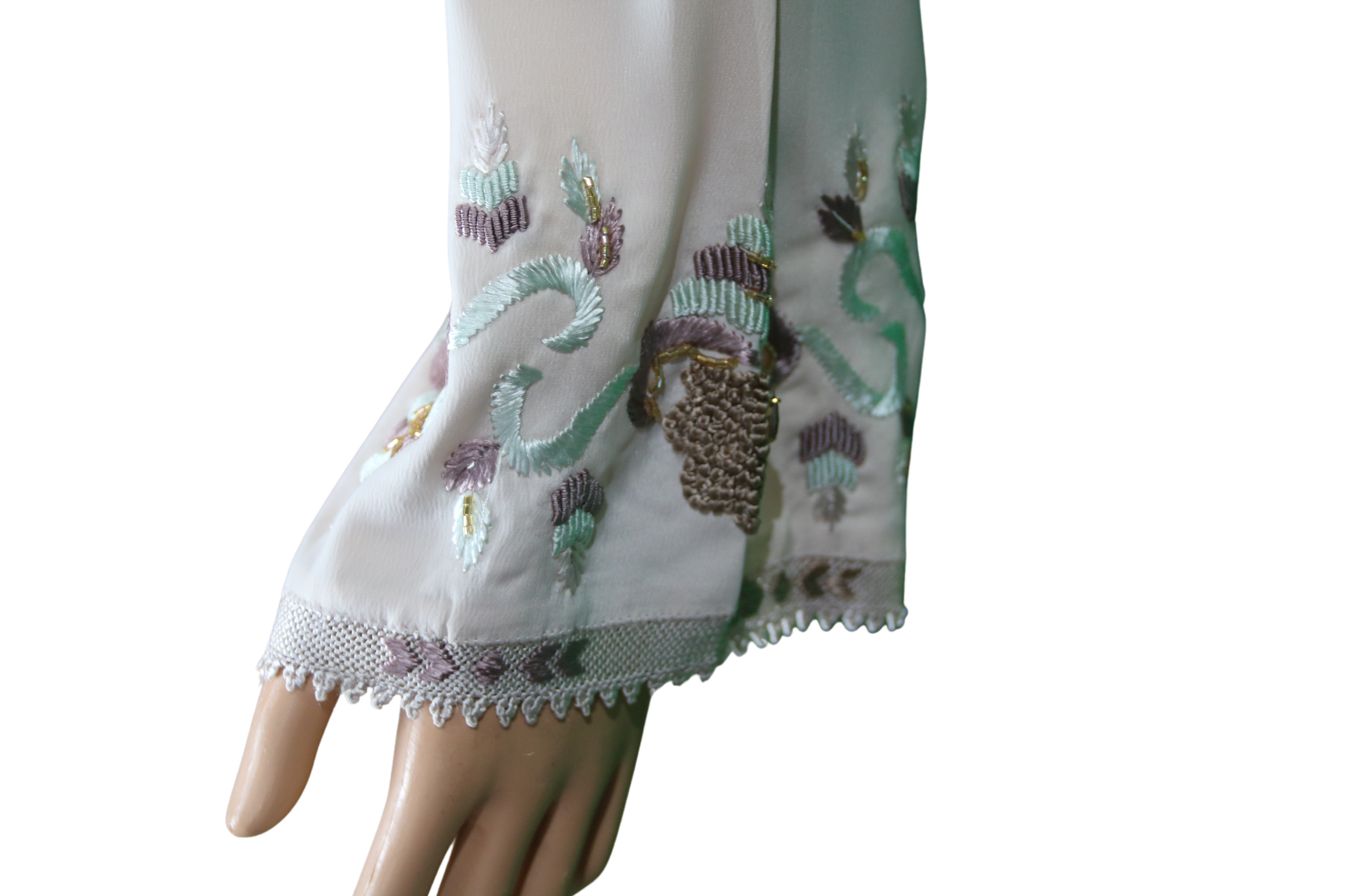 Djellaba beige brodée