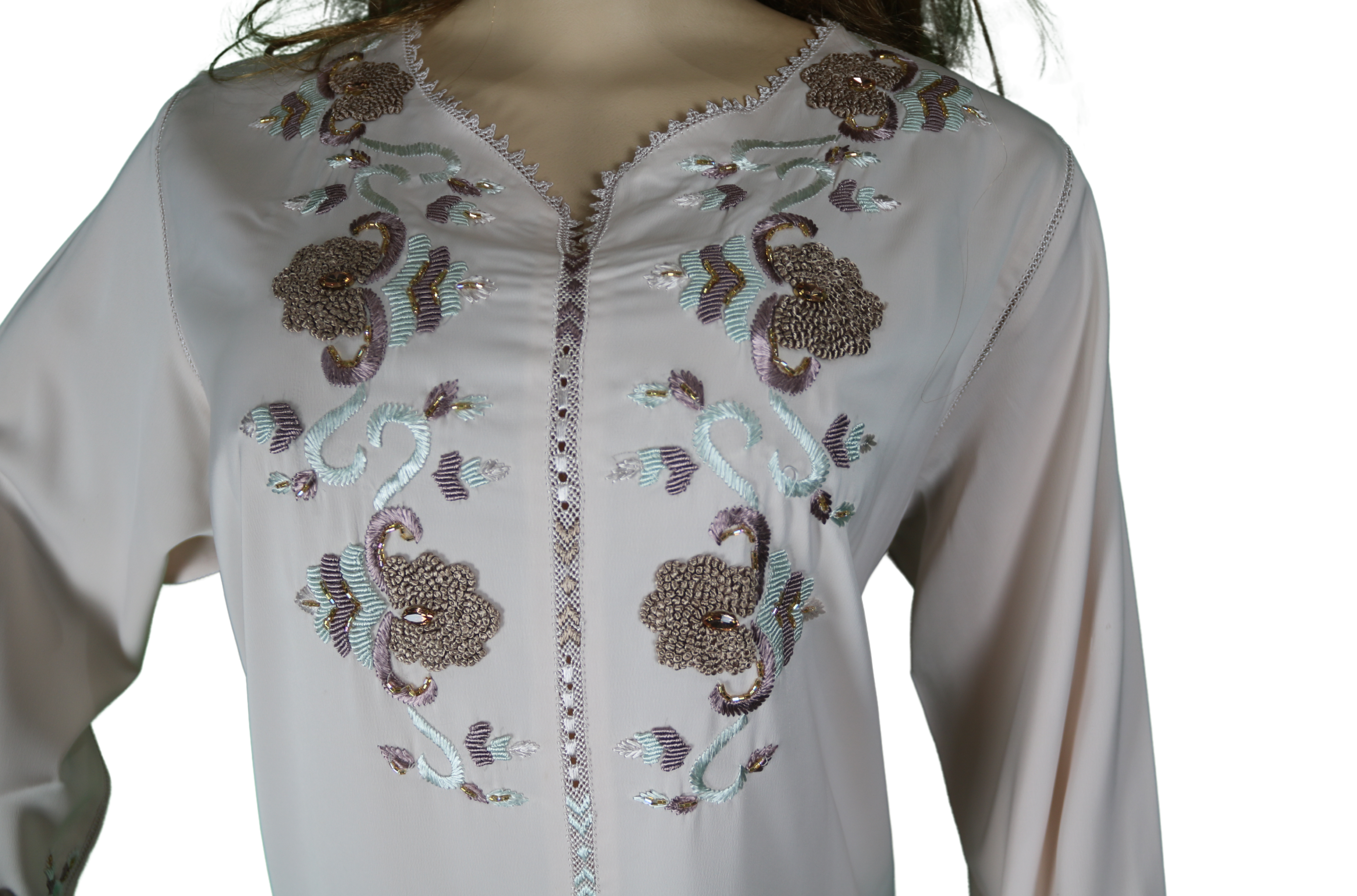 Djellaba beige brodée