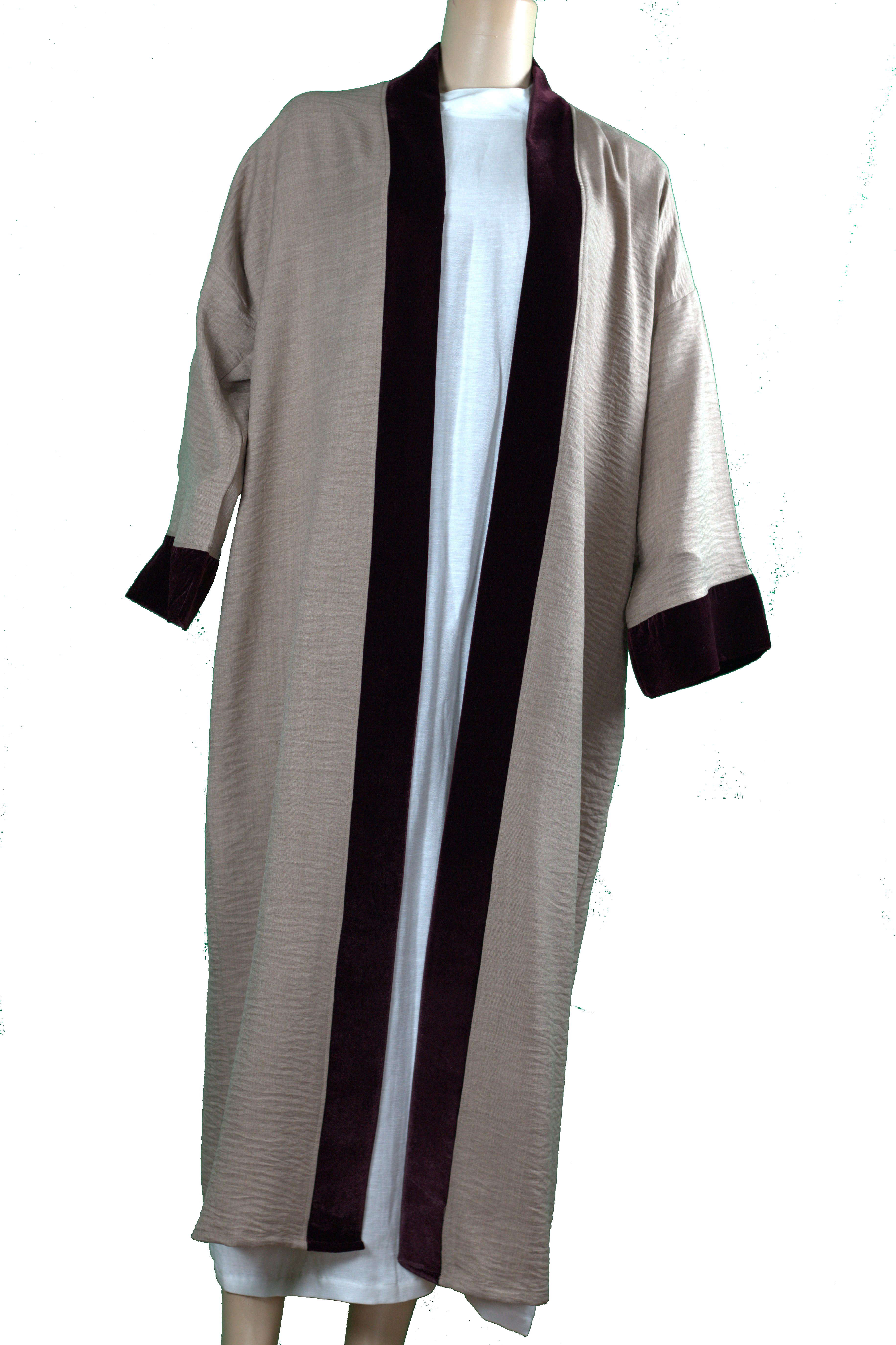 Gandoura Taupe & Velours Lisse