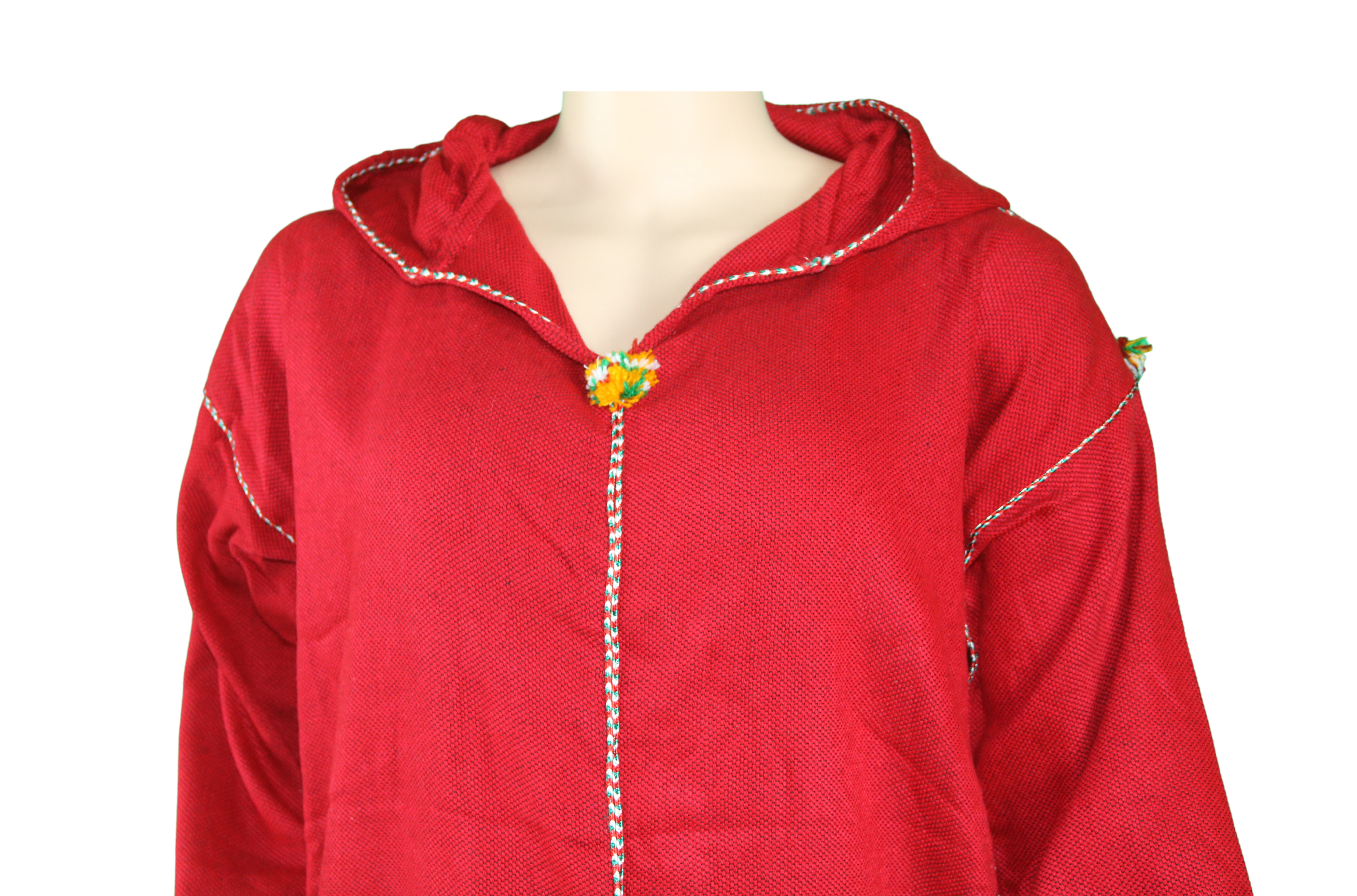 Djellaba rouge en tissu gaufré