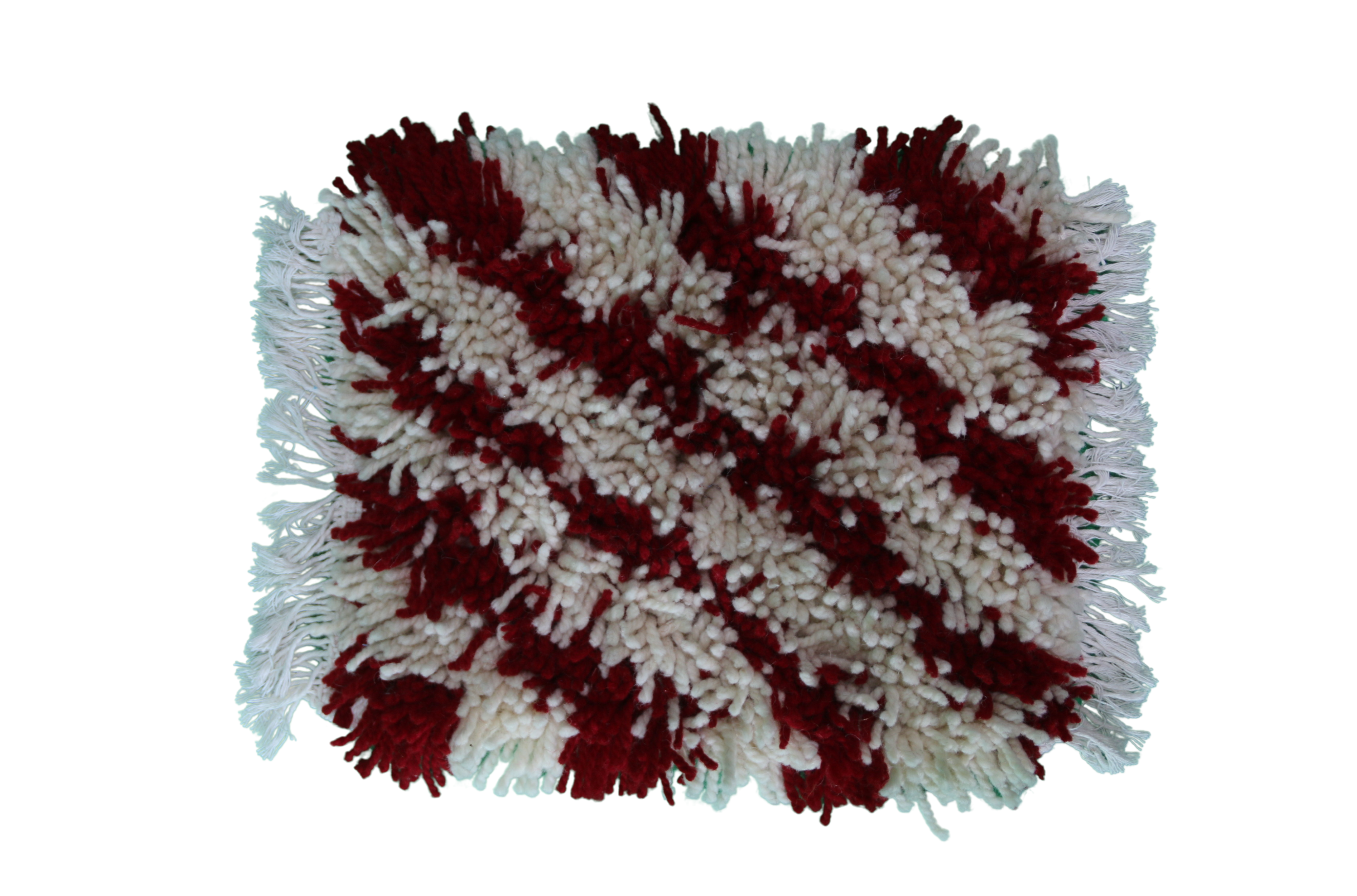 Mini tapis berbère rouge et blanc à motifs en diagonale