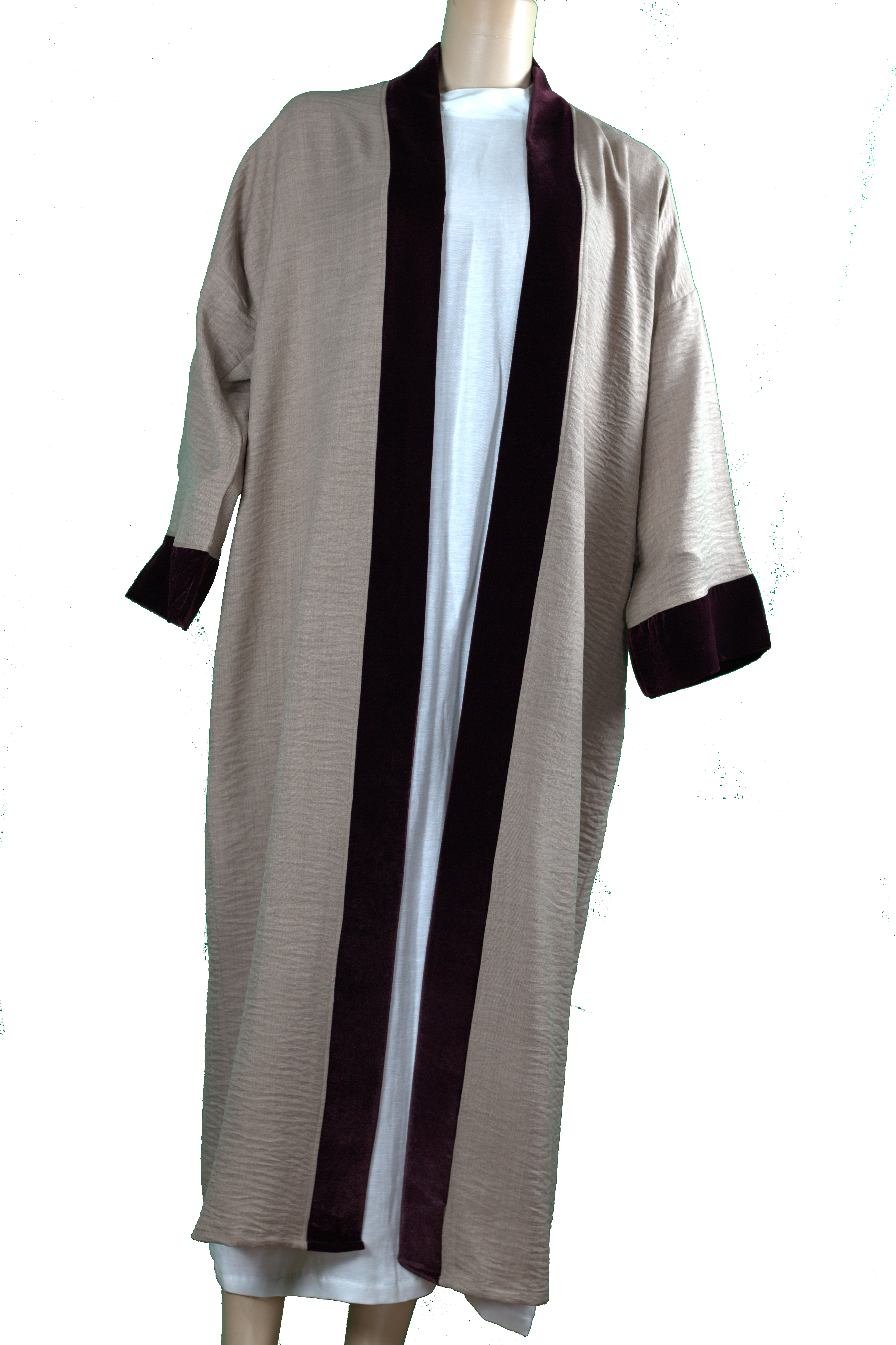 Gandoura Taupe & Velours Lisse