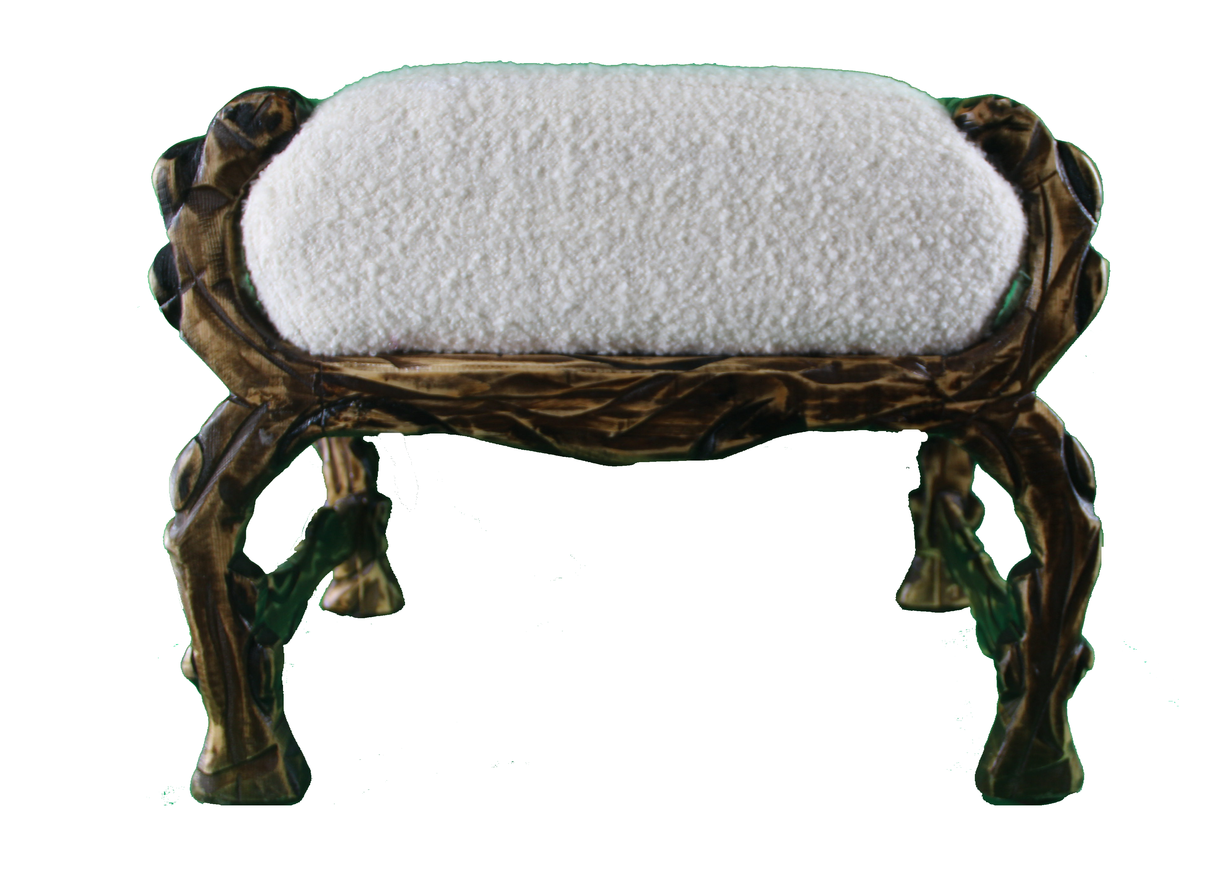 Banc bas sculpté – Assise rectangulaire